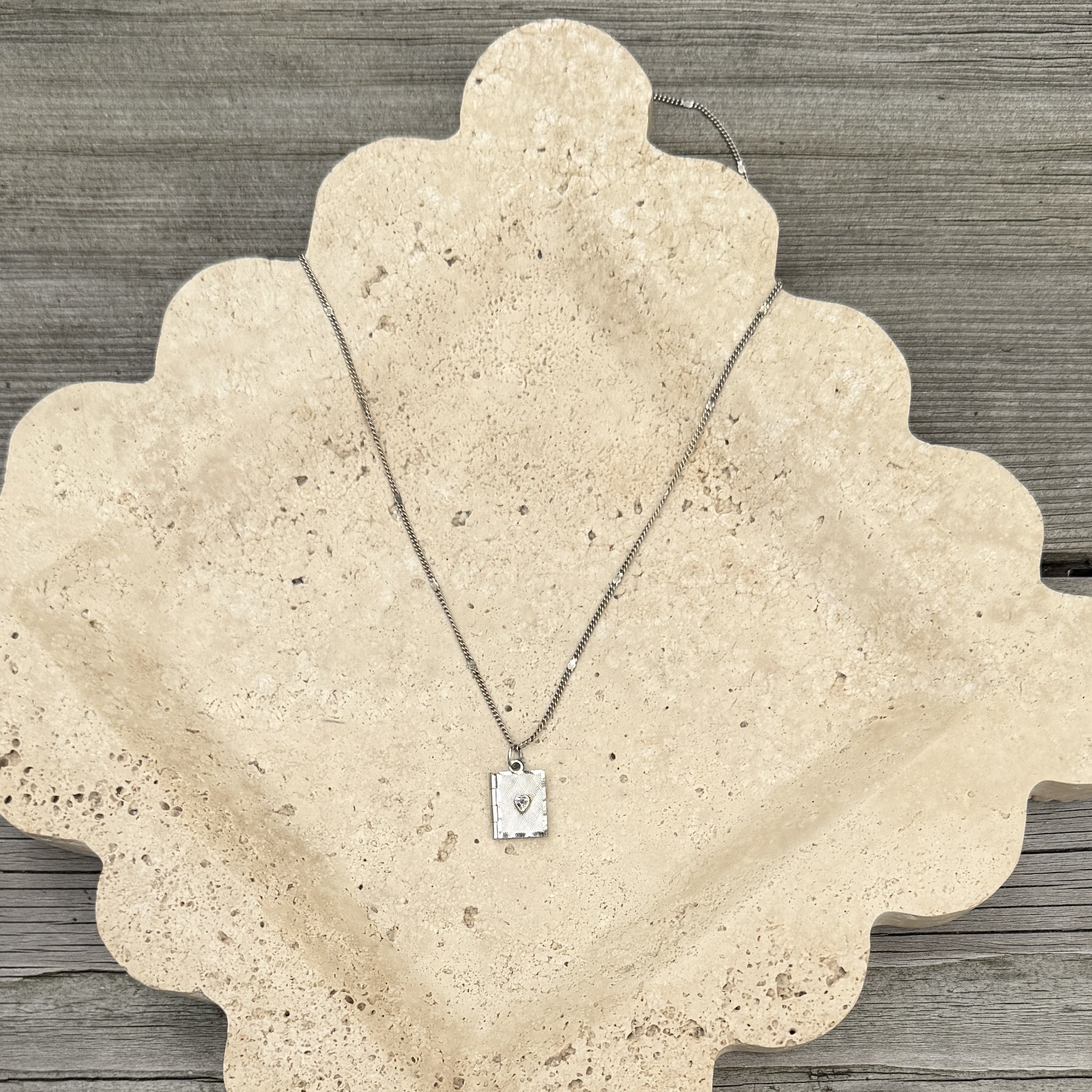 Sterling Silver Book Locket Necklace