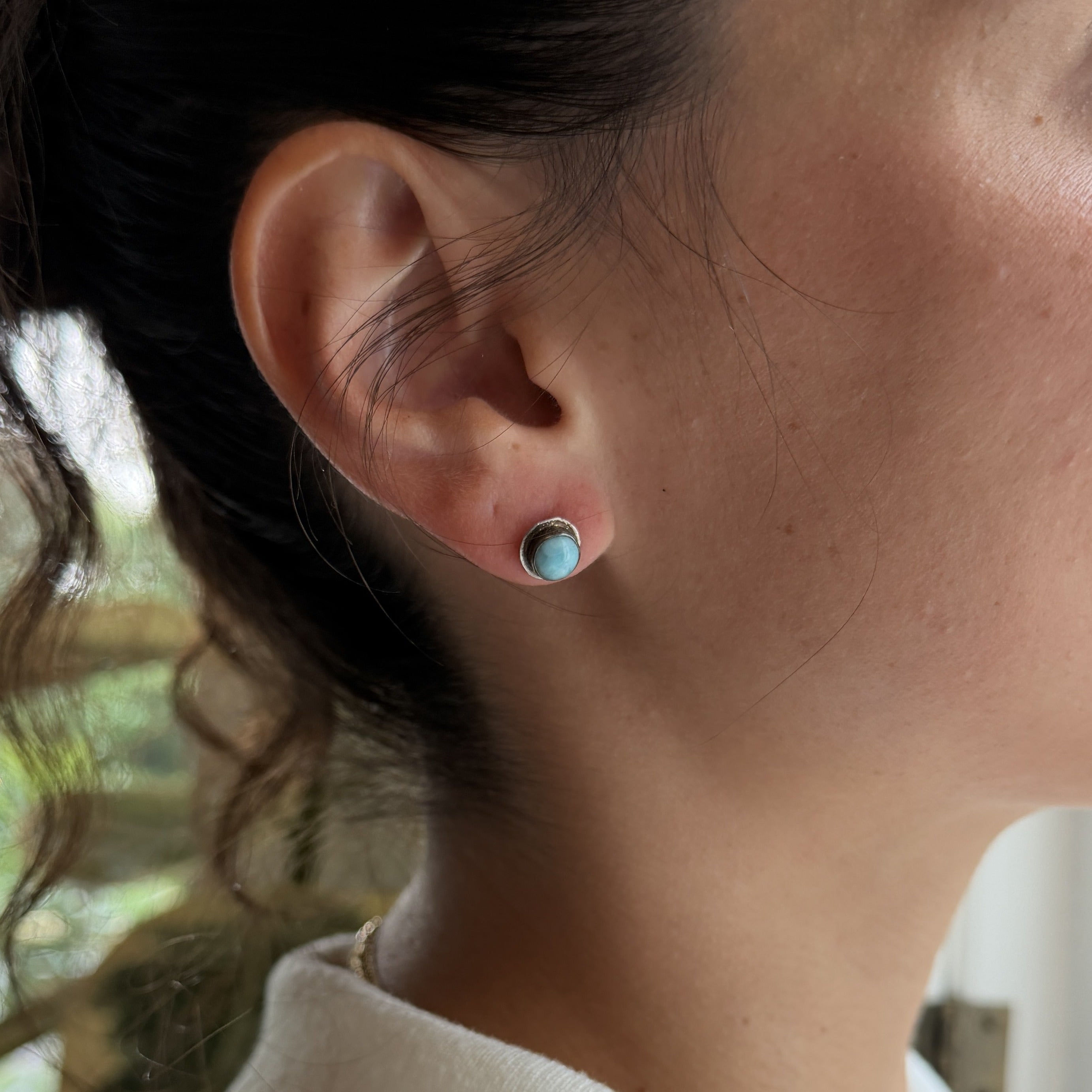 Blue Agate Sterling Silver Earrings