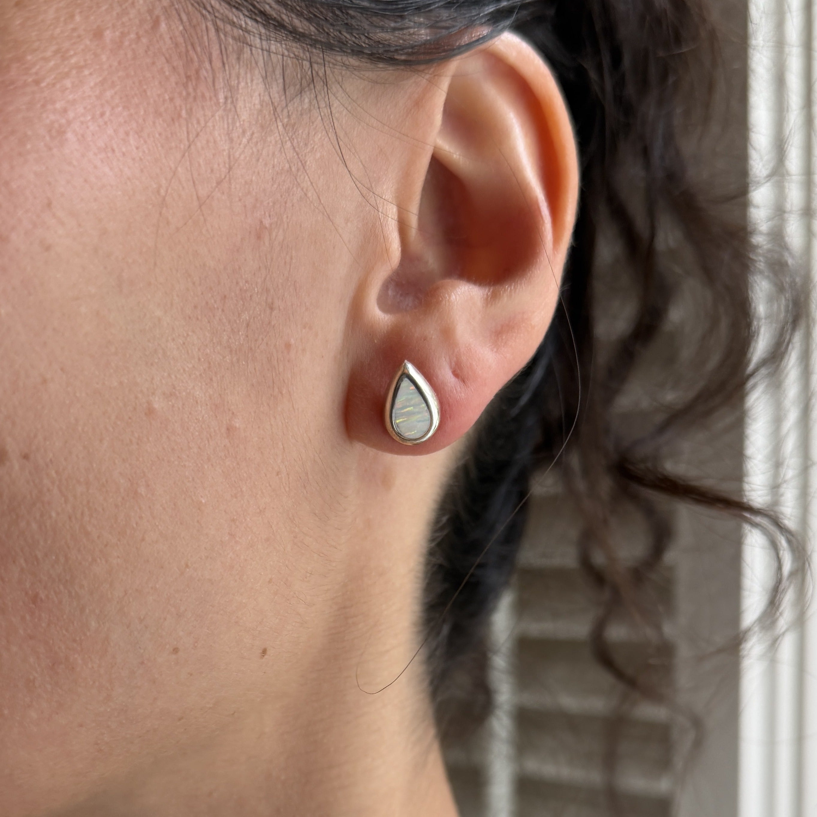 Sterling Silver Opal Teardrop Earrings