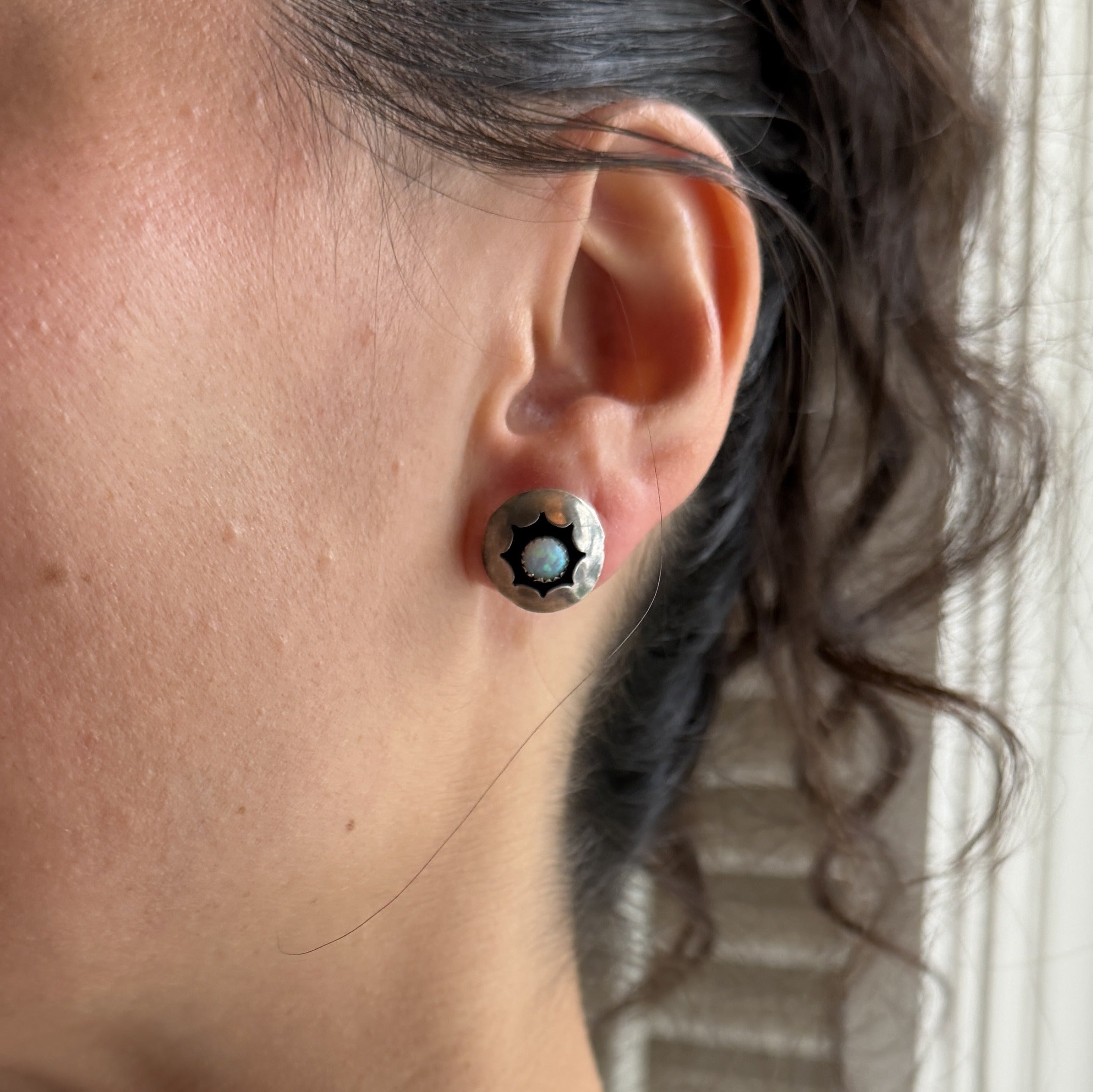 Starburst Circle Silver Studs