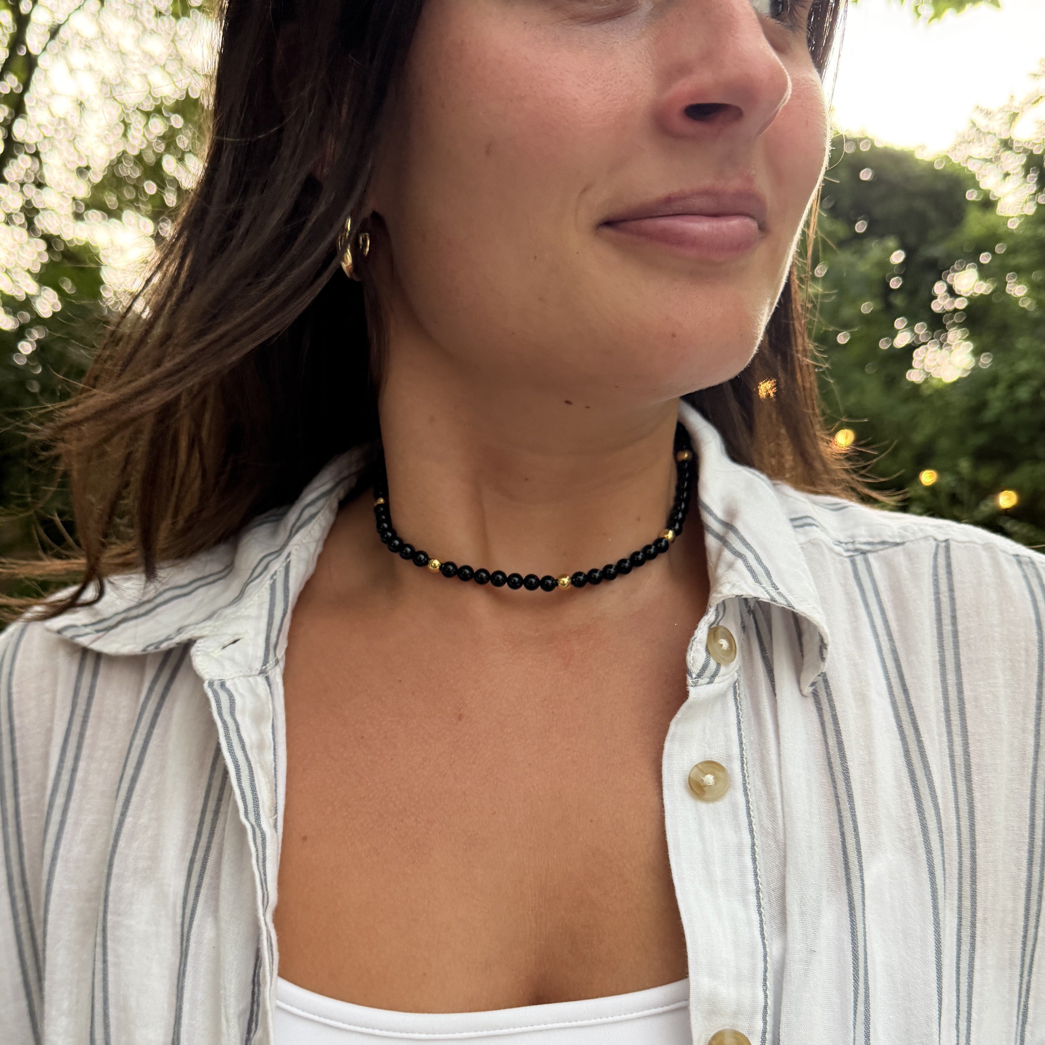 Black and Gold Bead Choker