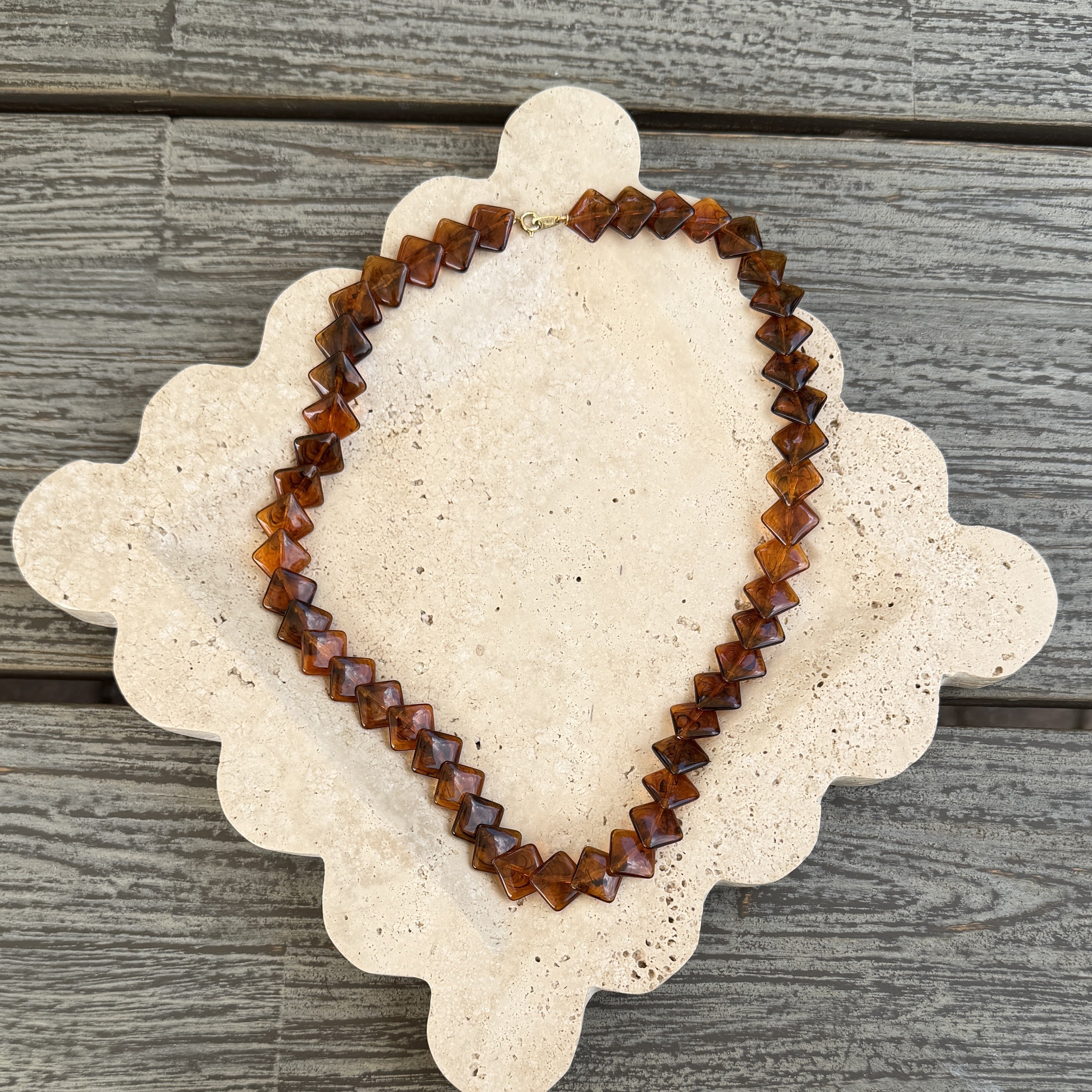 Trifari Amber Crescent Bead Necklace