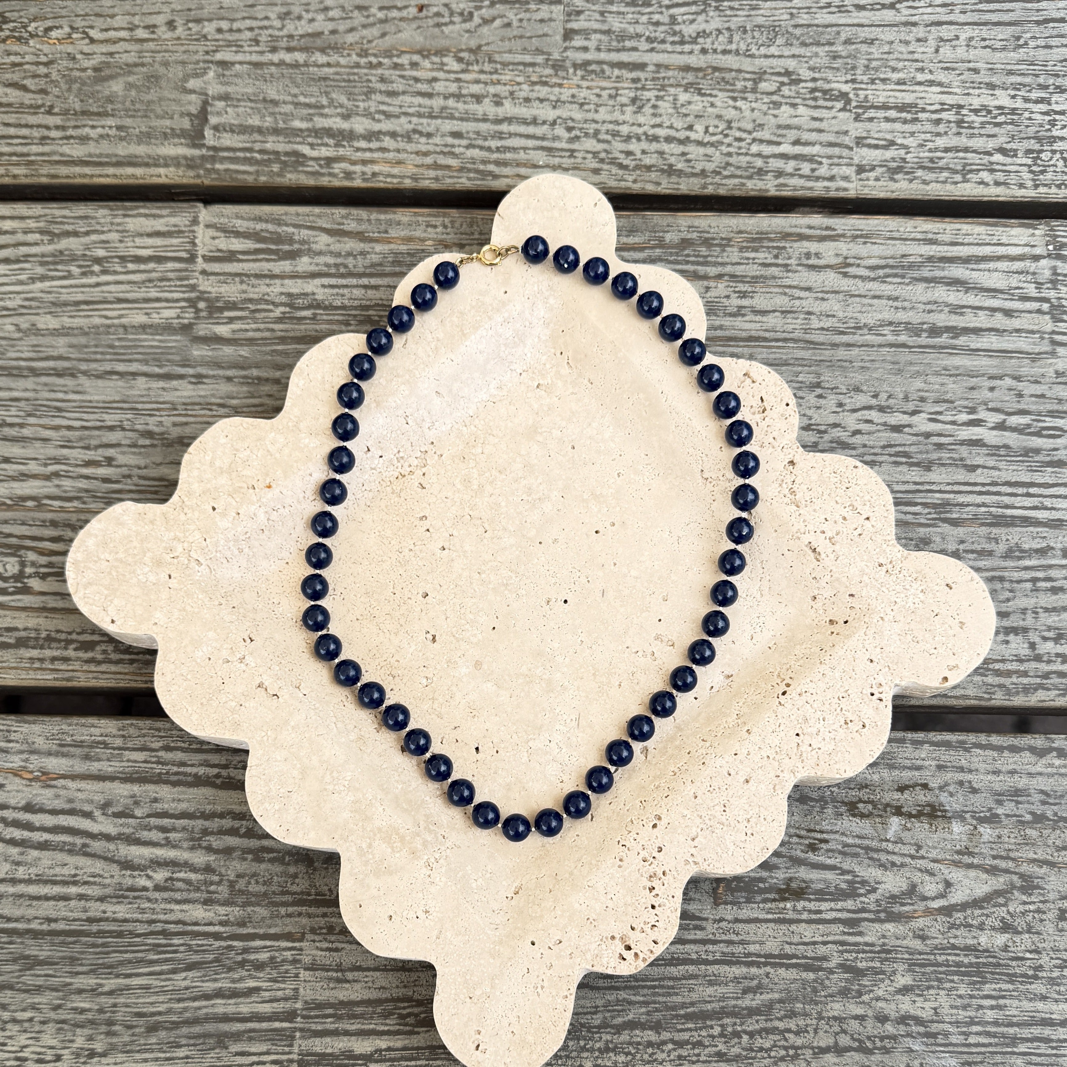 Navy Blue Round Bead Necklace