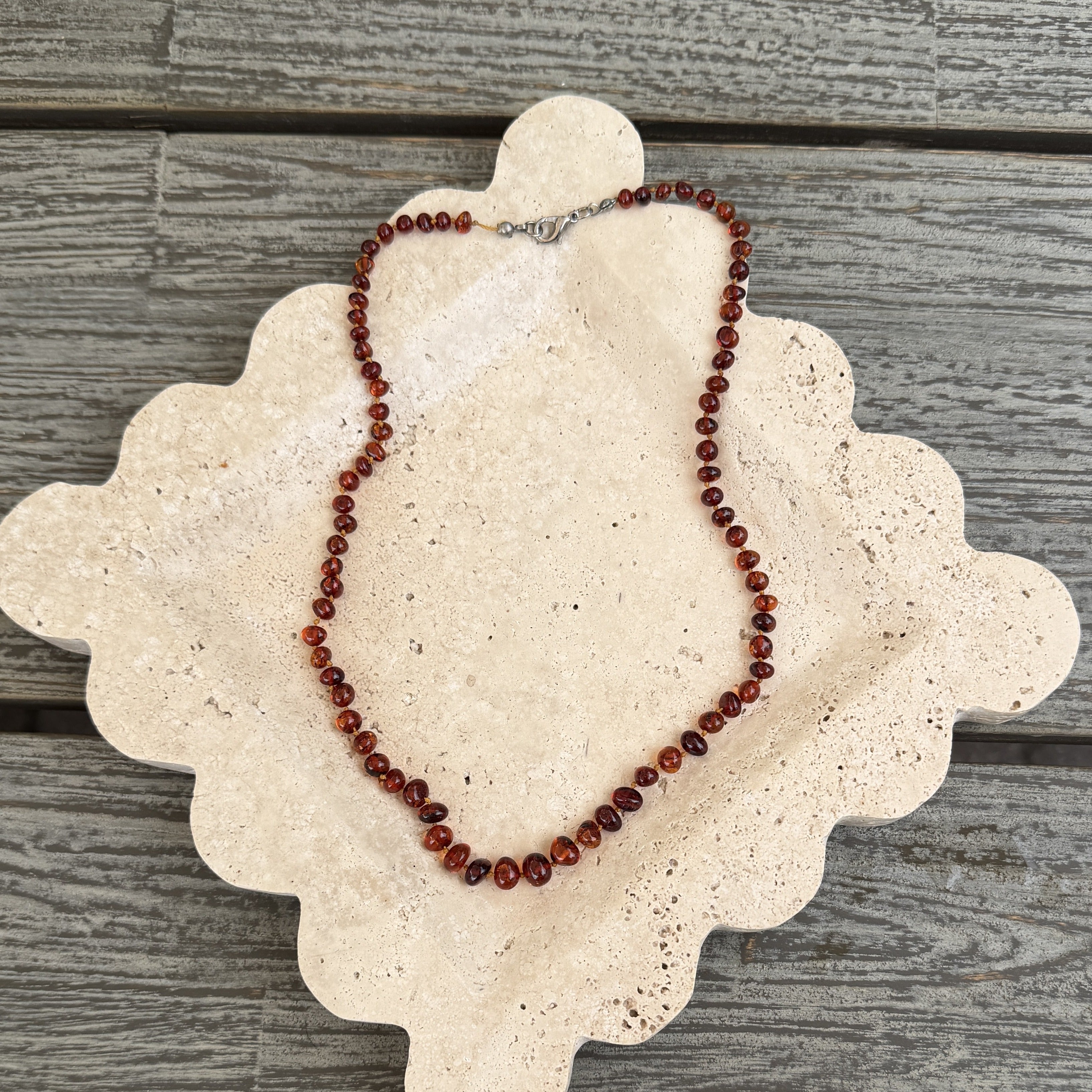 Dark Amber Bead Necklace