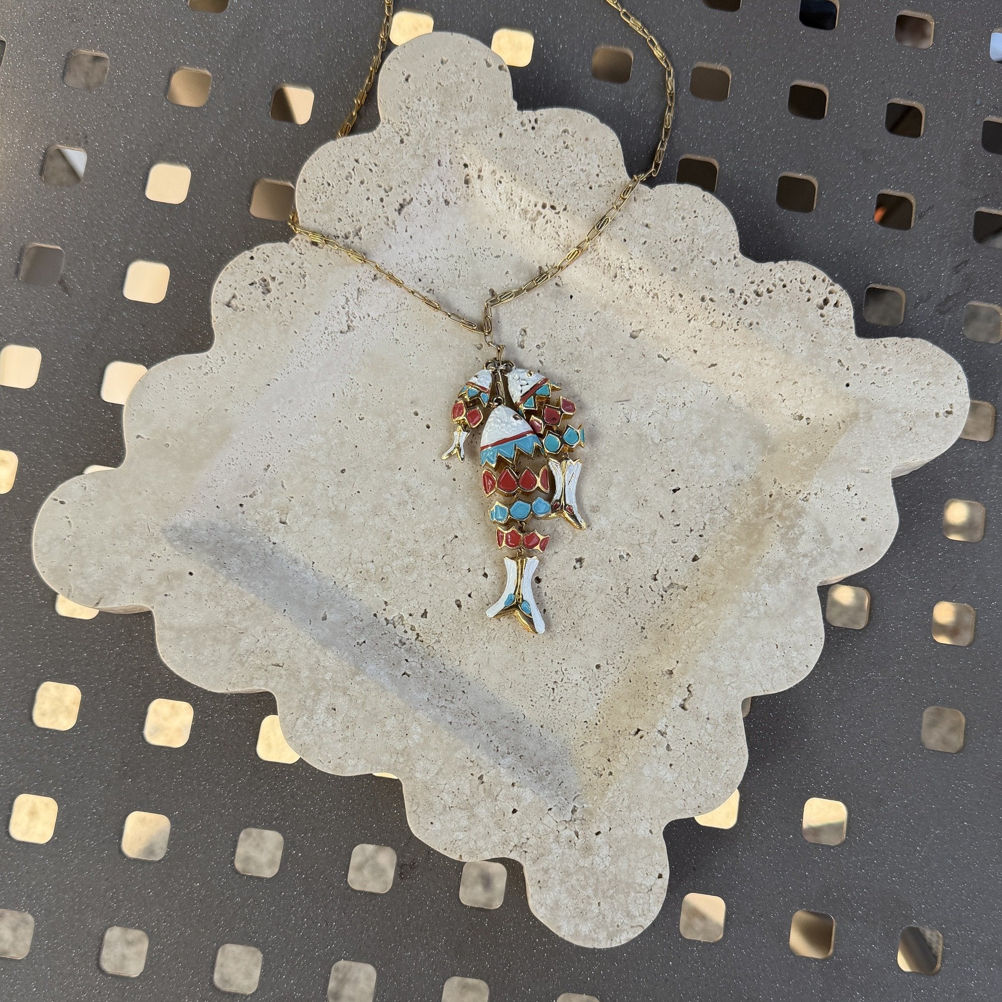 Enamel Articulated Fish Pendant Necklace
