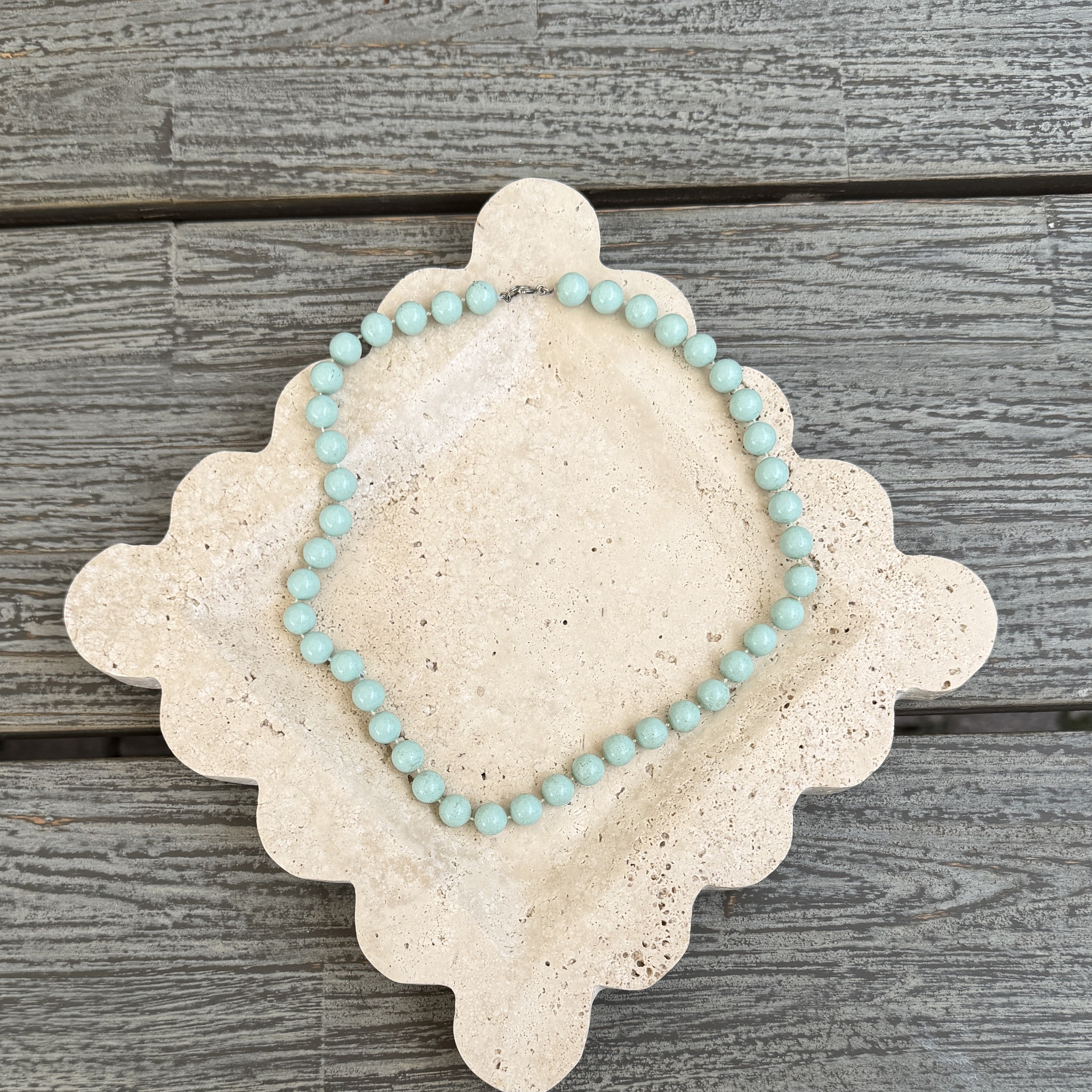 Pale Mint Bead Acrylic Necklace