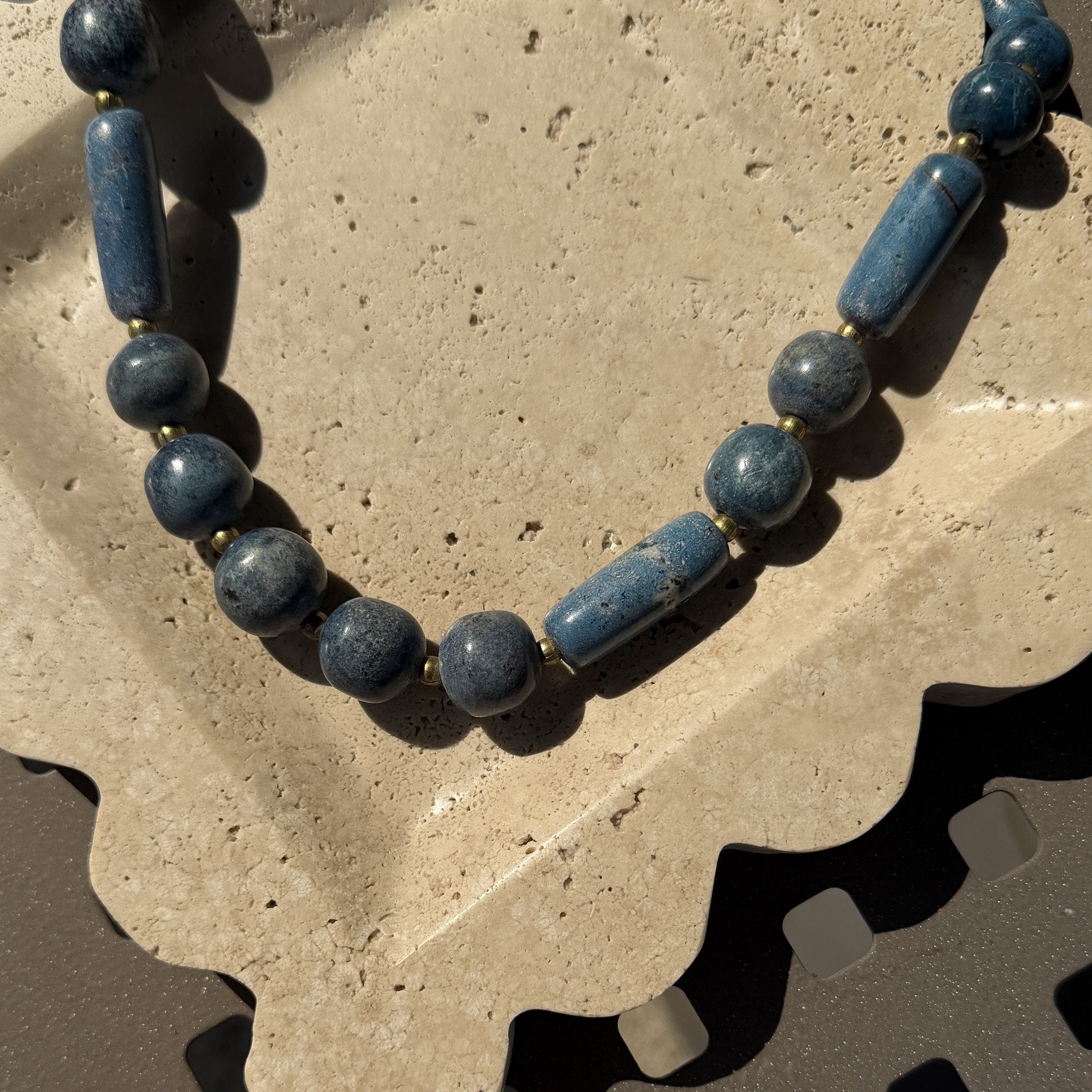 Blue Stone Bead Necklace
