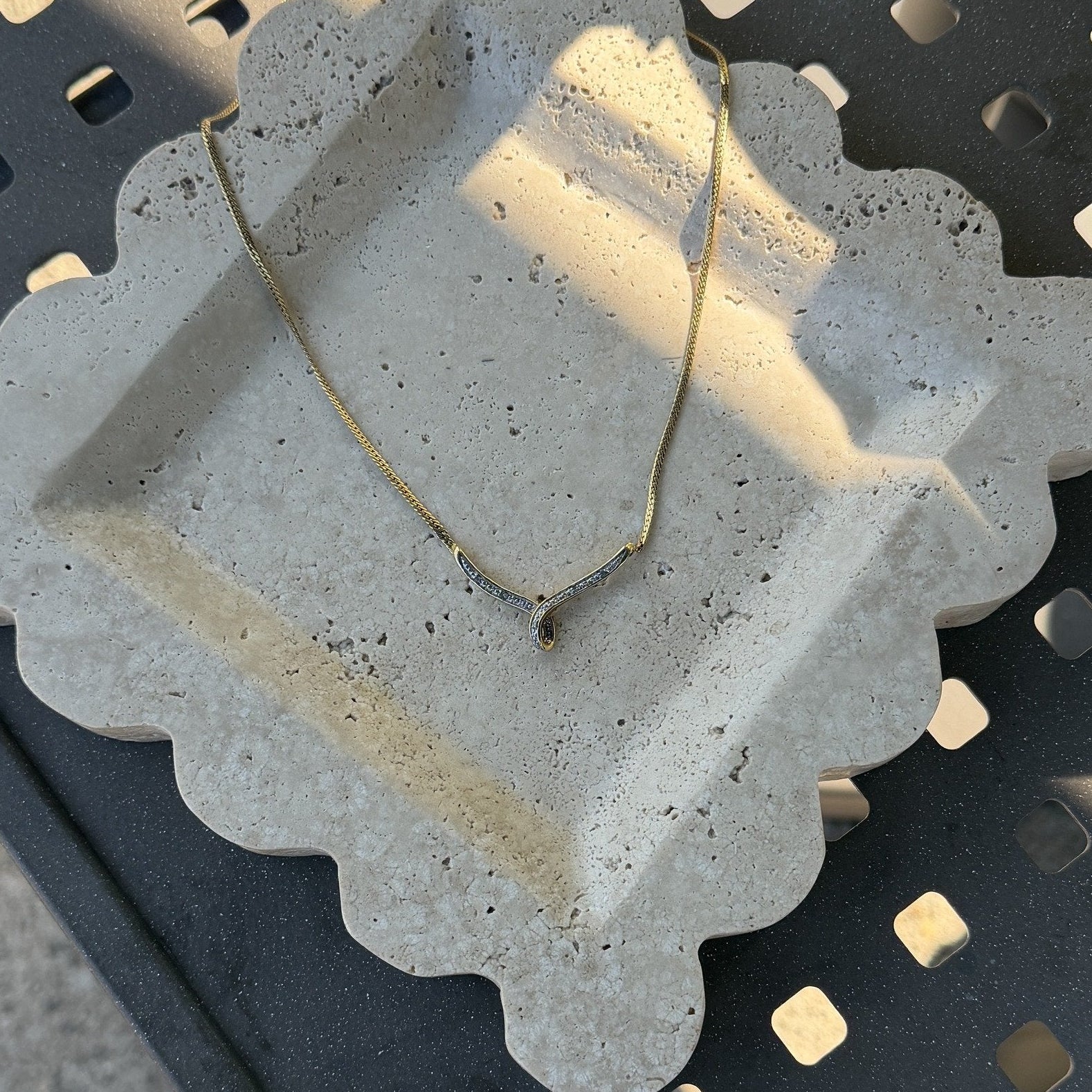 Gold Chevron Bar Necklace