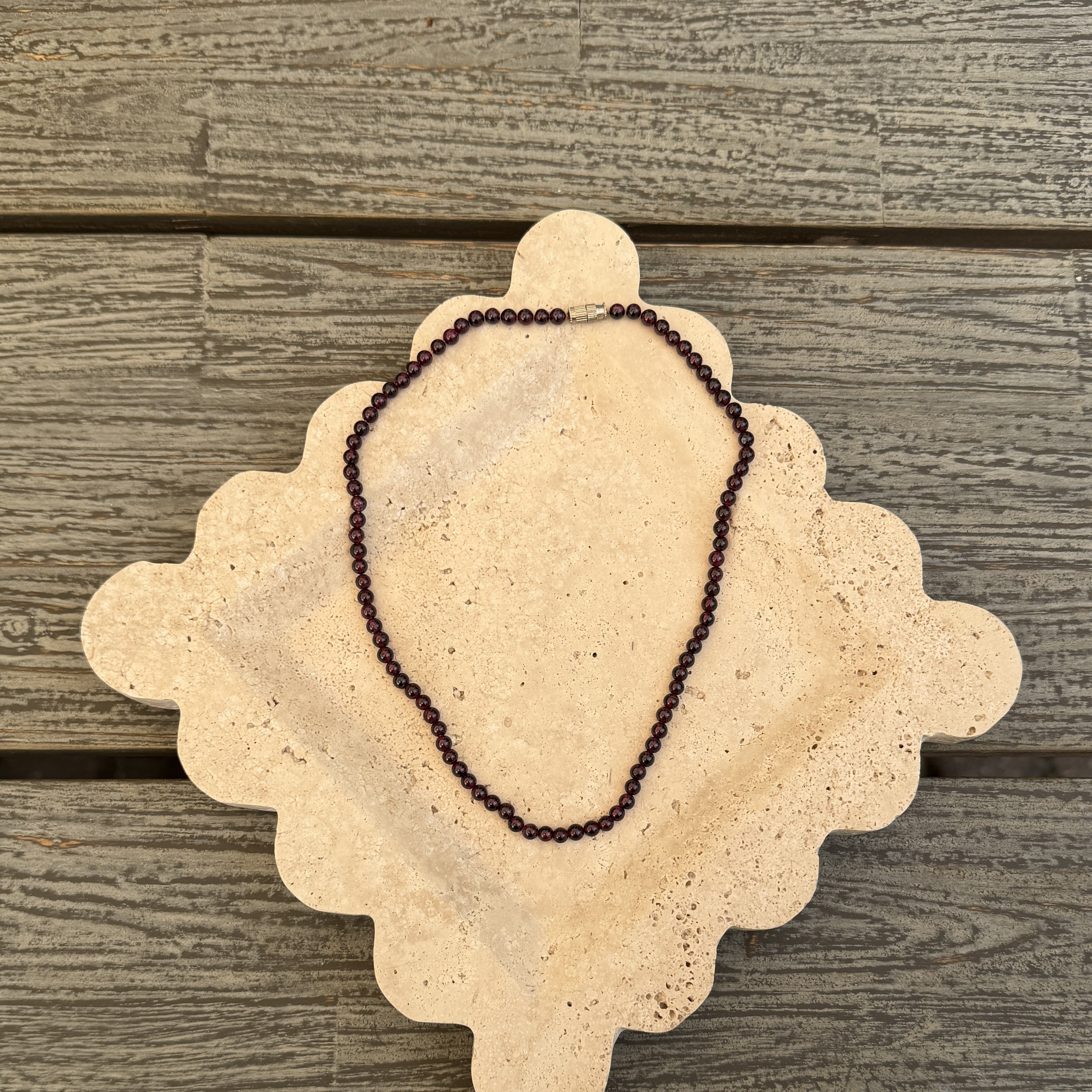 Dark Garnet Bead Necklace