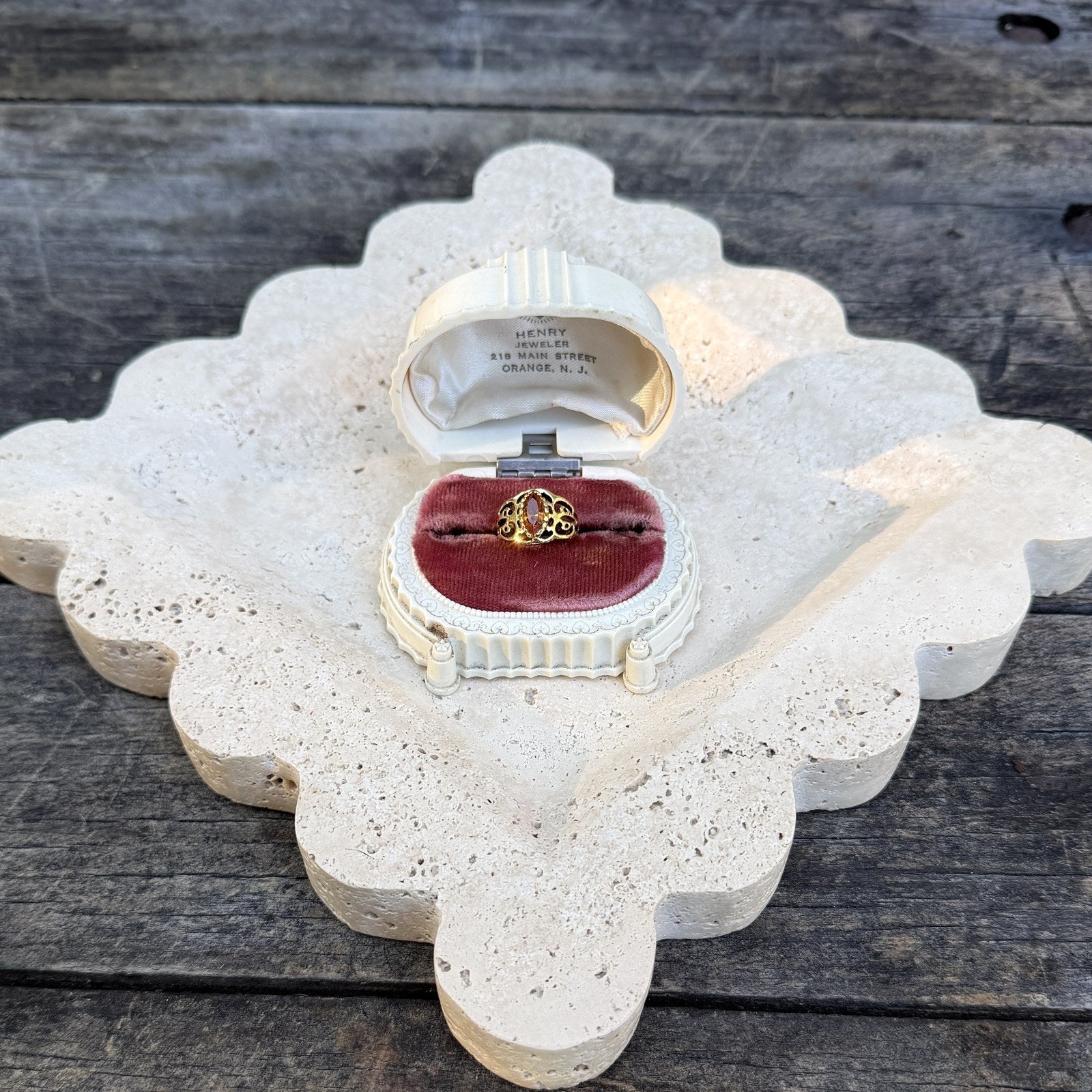 Amber Scrollwork Statement Ring