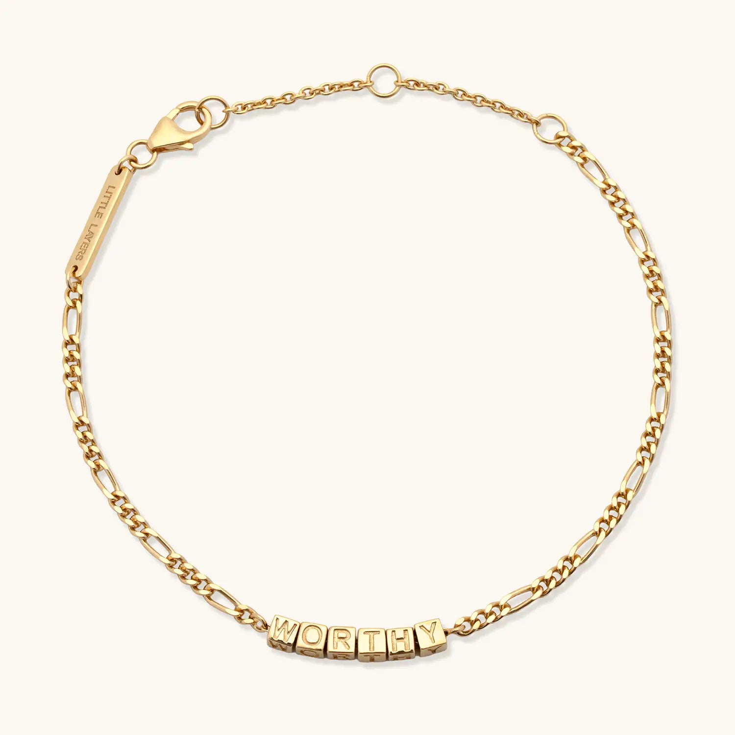 Custom Tiny Words Bracelet- Figaro Chain