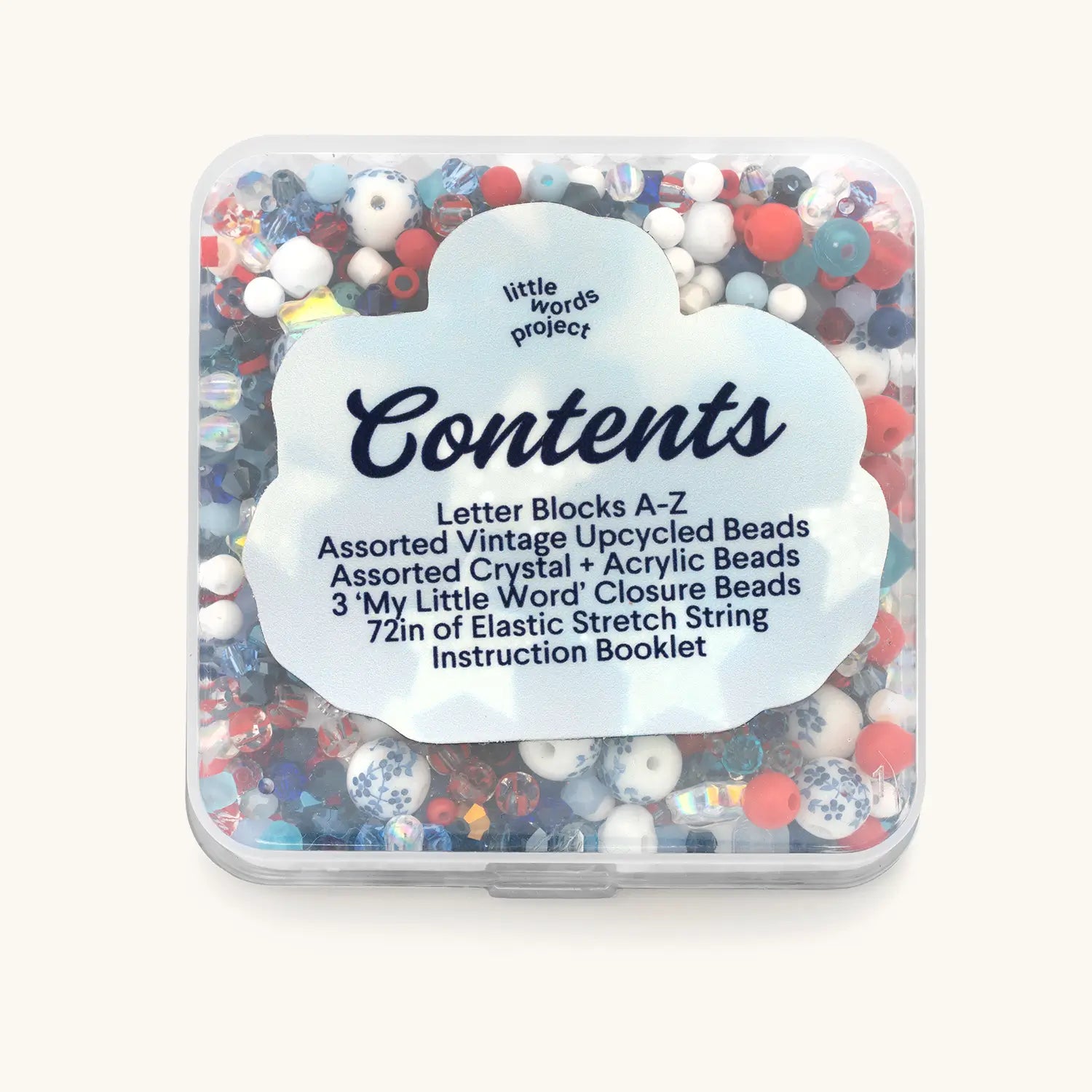 Back of Americana Bead Kit packaging showing product details and bead contents list