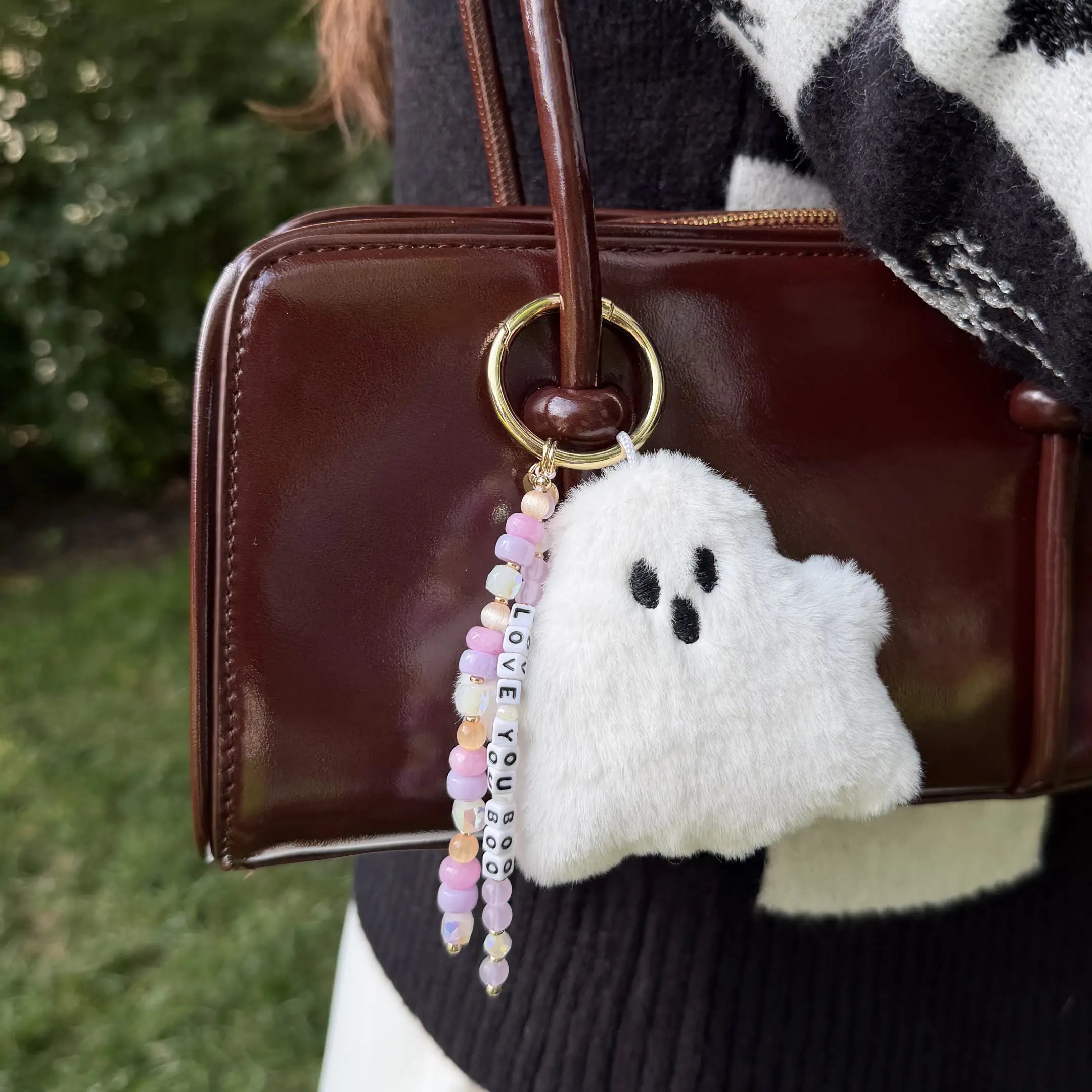 Love You Boo Bag Charm on bag