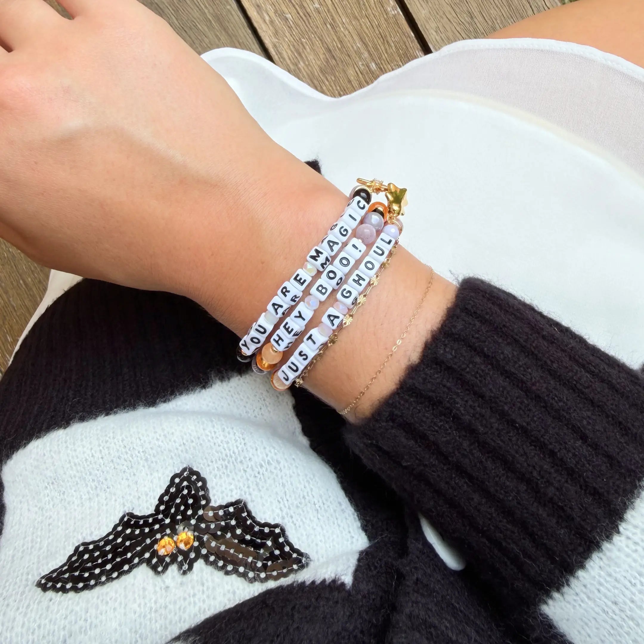 Just a Ghoul Bracelet Set on wrist