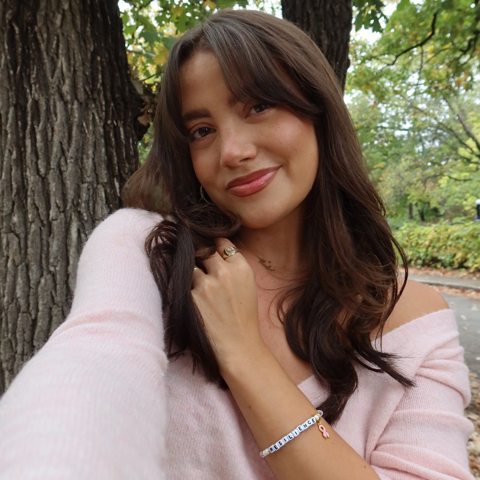 Tess Christine wearing the Resilience Bracelet