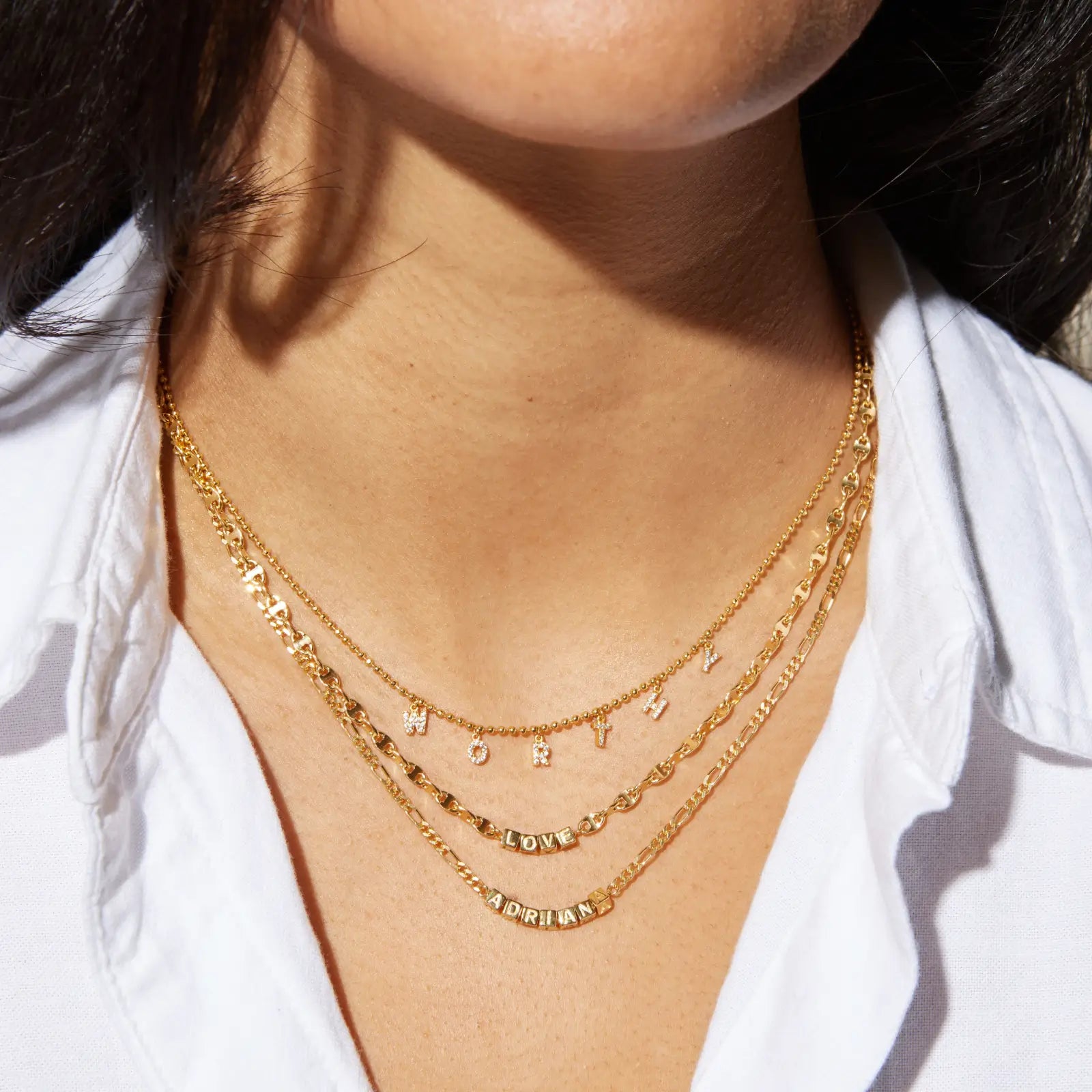 Tiny Dripping Words Gold Vermeil Necklace