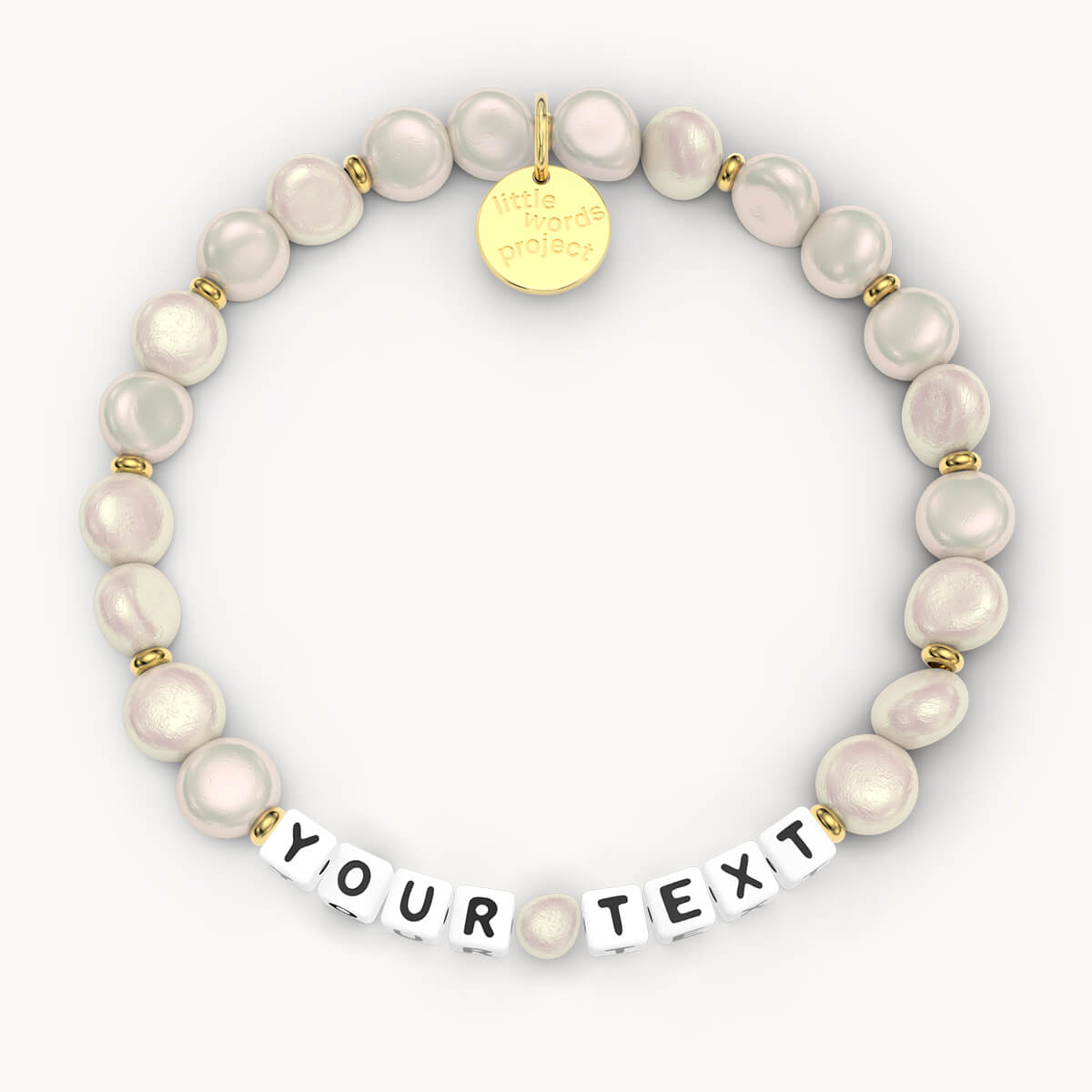 Custom Clamshell Freshwater Pearl White Letters
