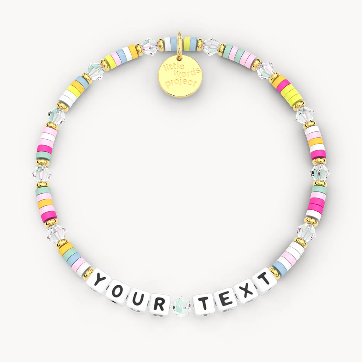 Custom Confetti Bracelet in White Letters