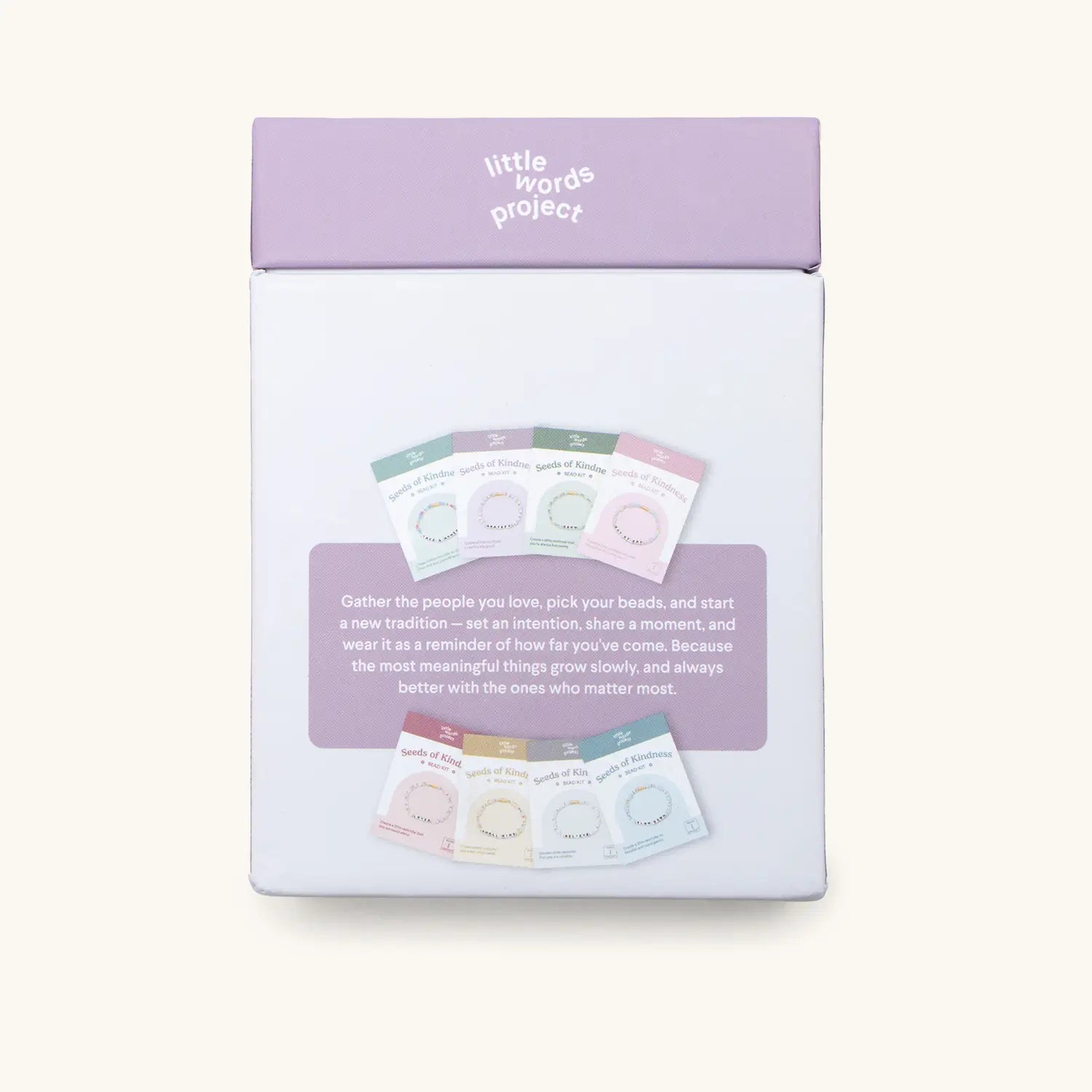 Seeds of Kindness Bead Kit Set — back of deluxe box showing set details and contents