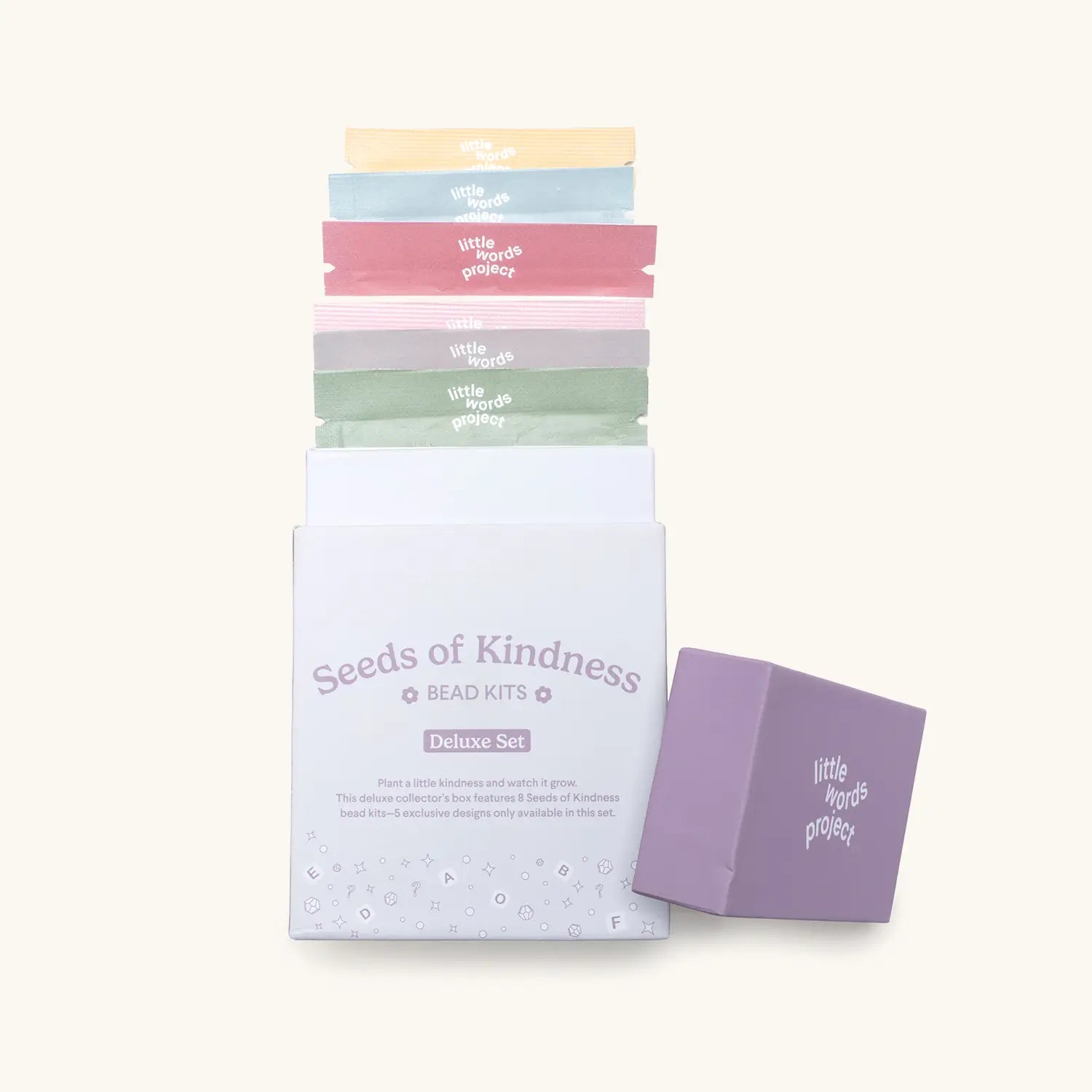Seeds of Kindness Bead Kit Set — deluxe box open flat-lay showing all included kits