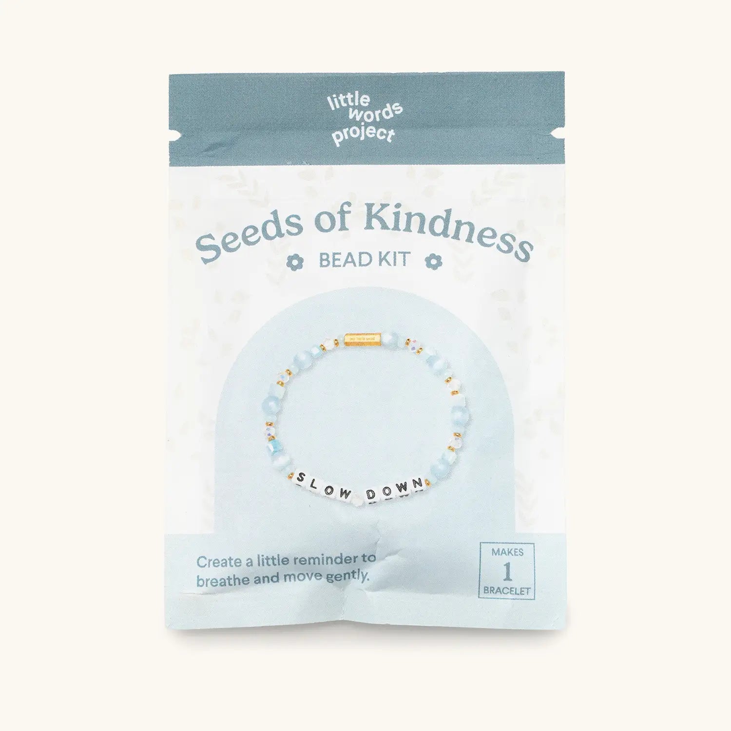 Slow Down Bead Kit — front flat-lay of packaged bead kit
