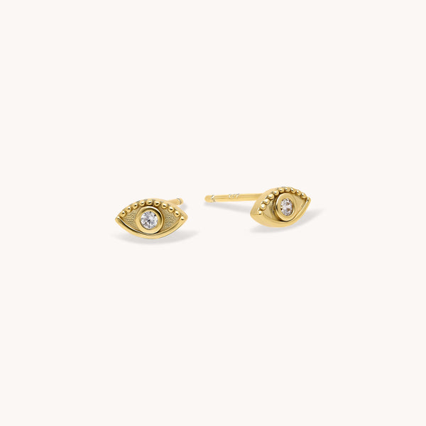 Solitaire Evil Eye Studs