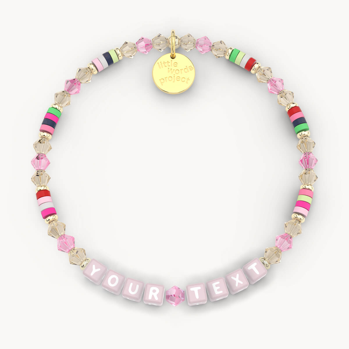 Custom Funfetti Crystal Bracelet in Pink Letters