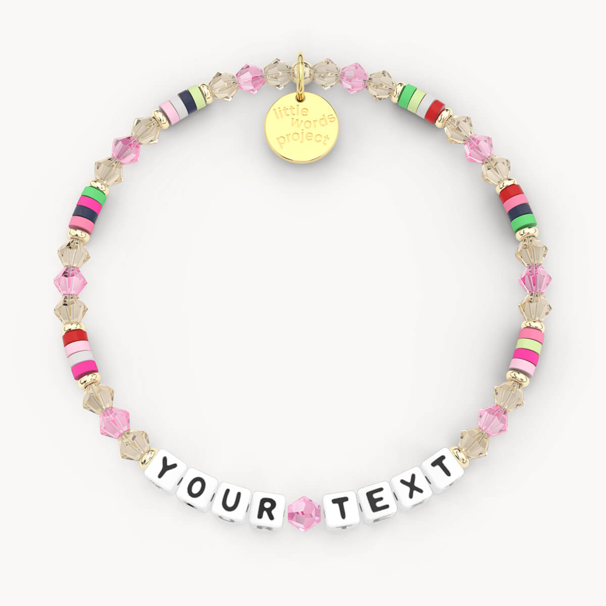 Custom Funfetti Crystal Bracelet in White Letters