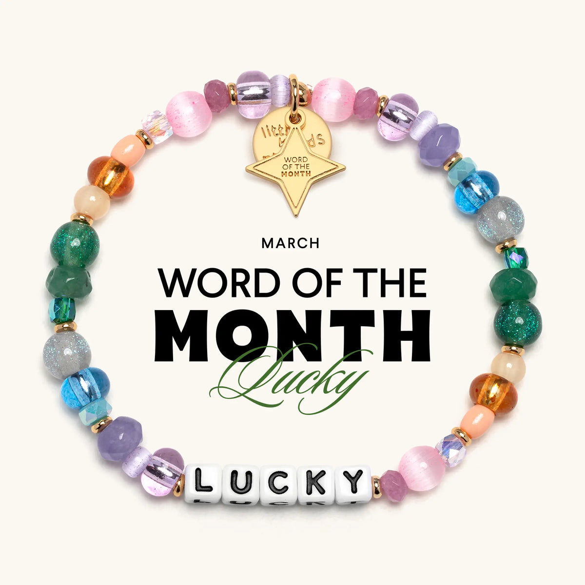 March Word of the Month bracelet, Lucky