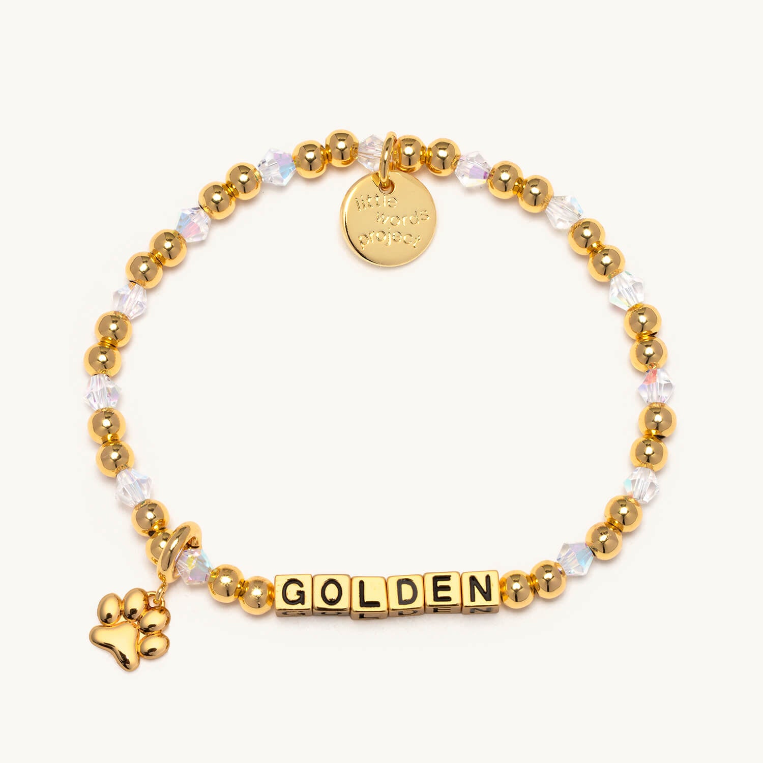 Golden Bracelet with Paw Print Charm