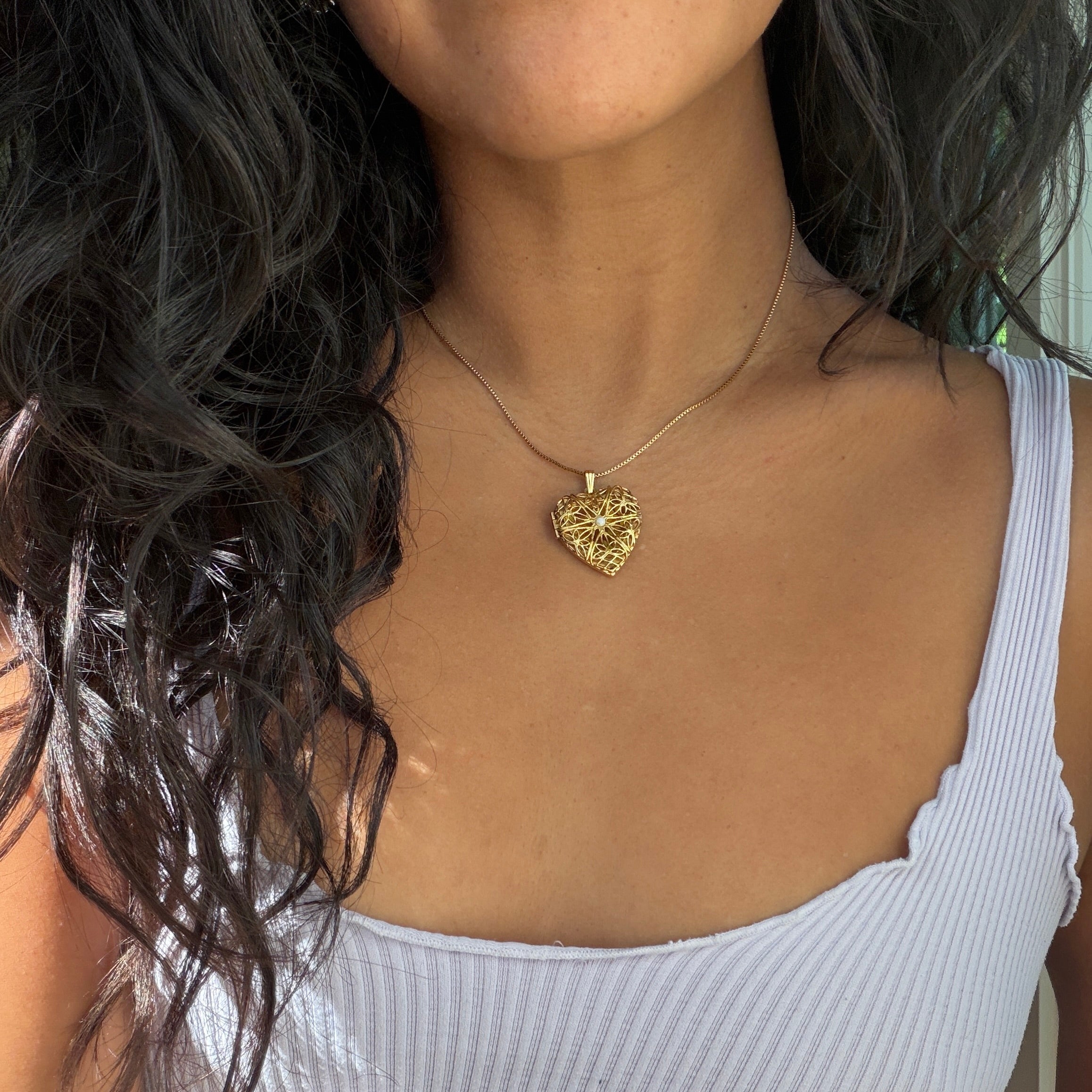 Woven Gold-Tone Heart Pendant Necklace
