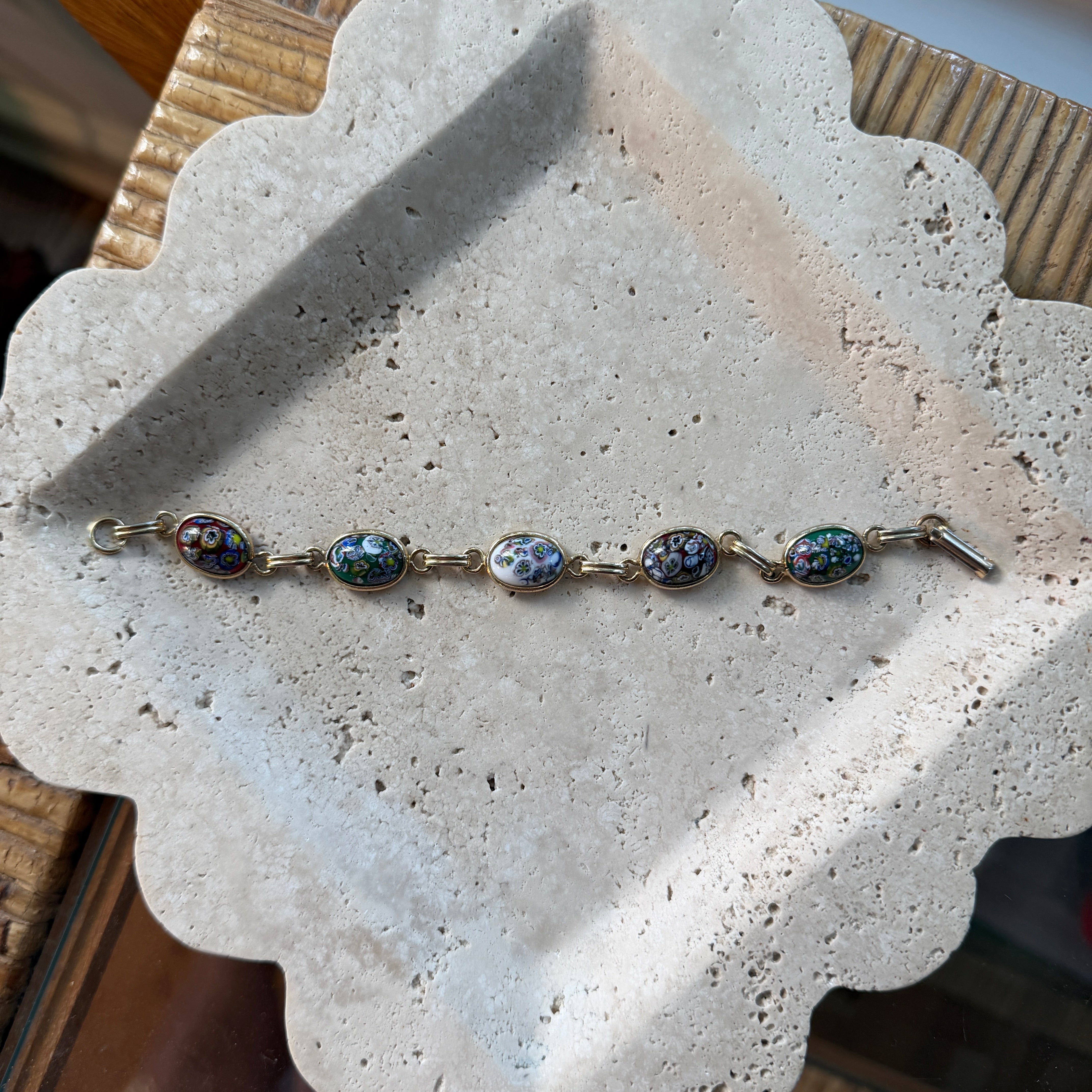 Millefiori Glass Link Bracelet