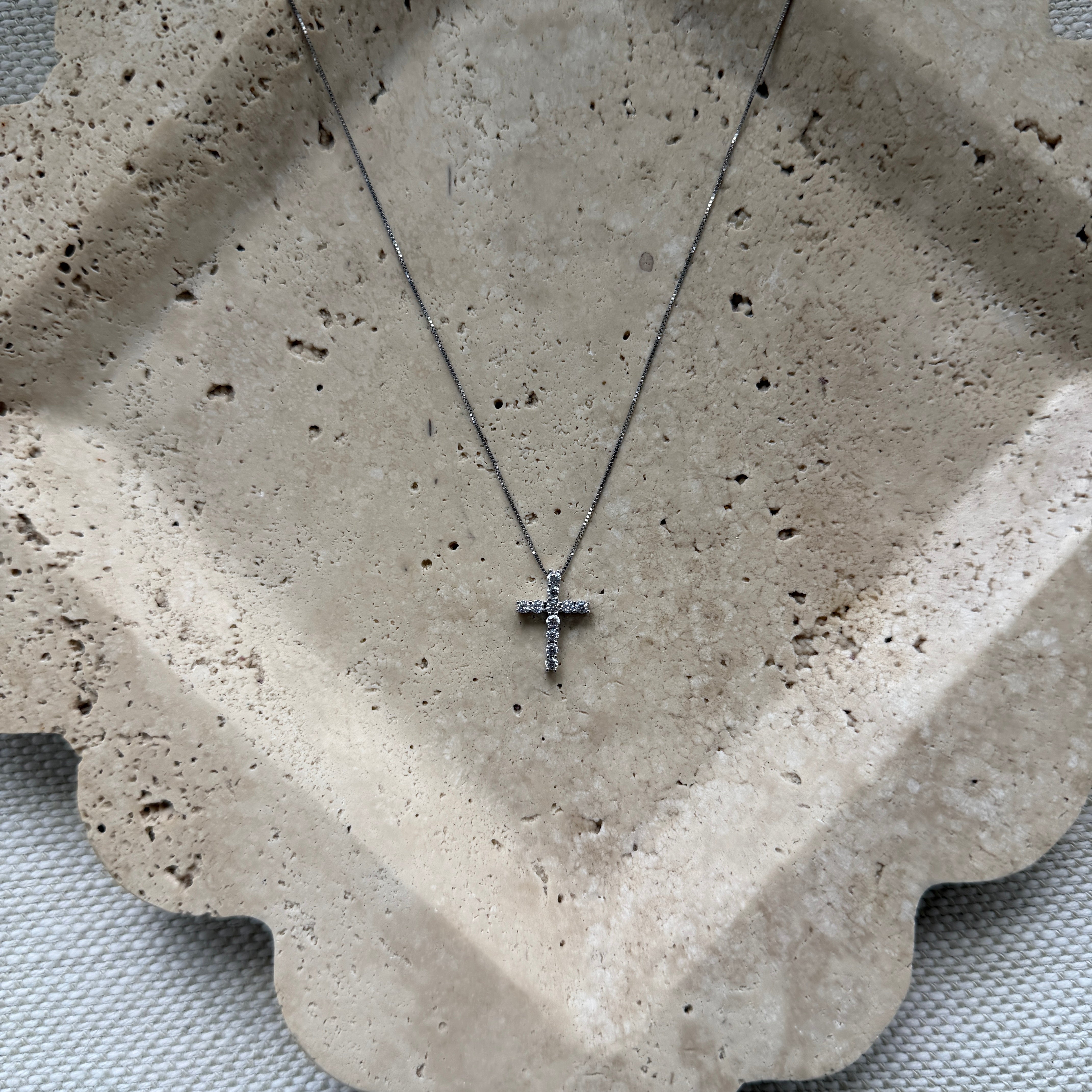 Sterling Silver Pavé Crystal Cross Pendant