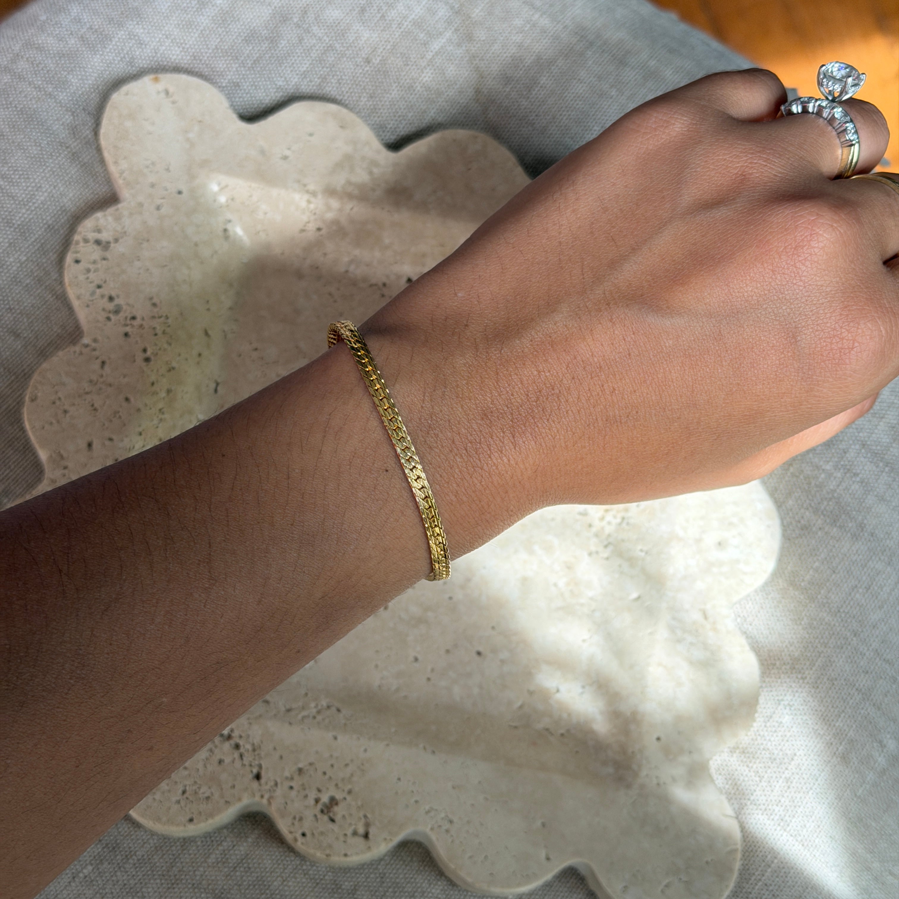 Y2K Gold-Filled Herringbone Chain Bracelet