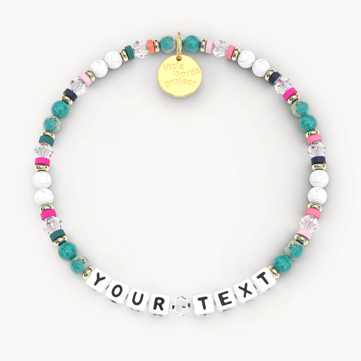 Custom Joyful Stone Bracelet in White Letters