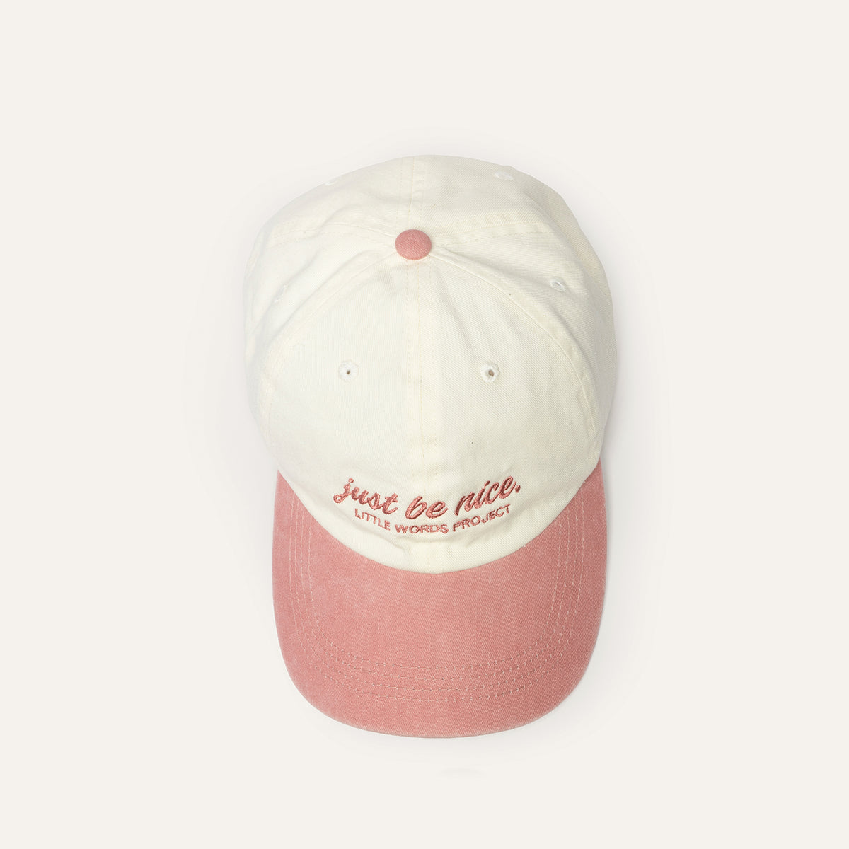 Just Be Nice hat, top view on a white background