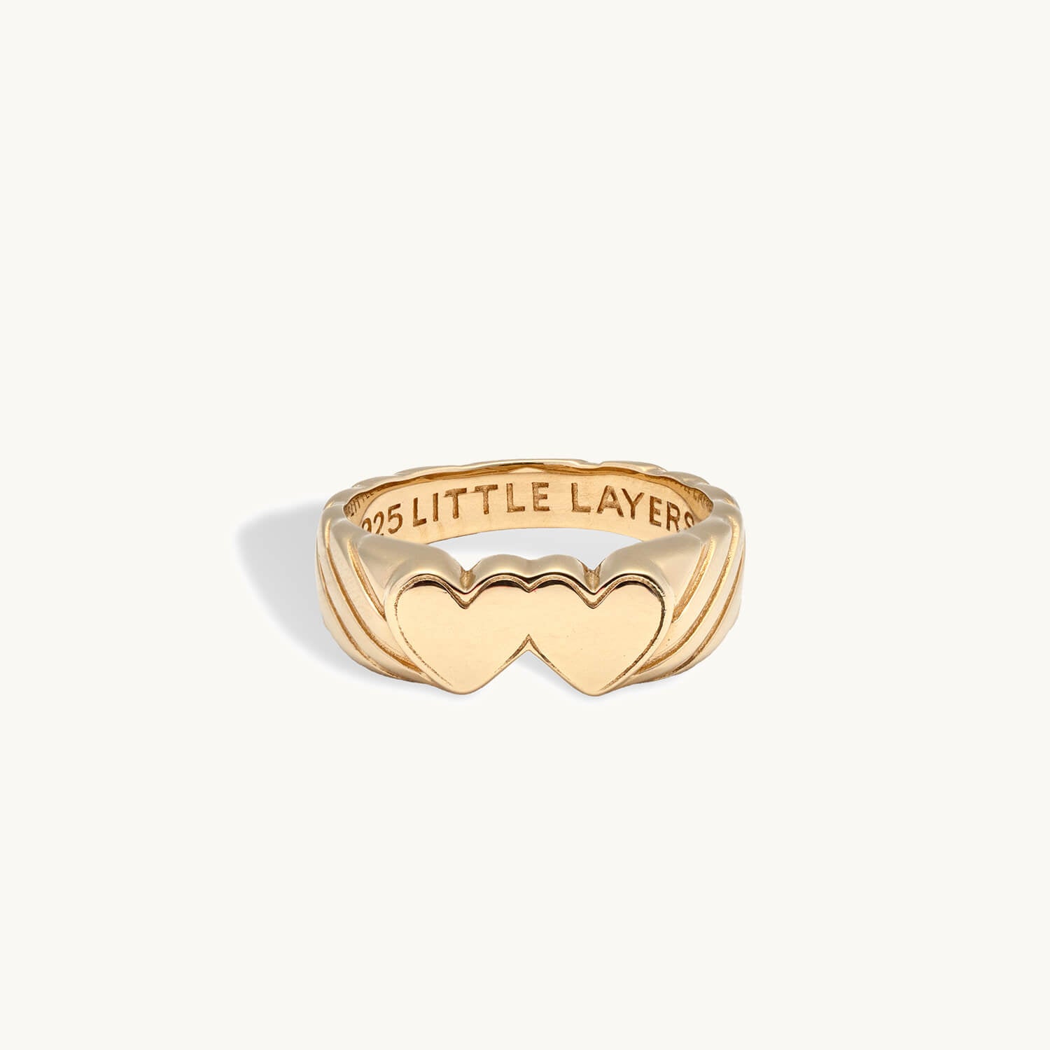 Double Heart Engravable Signet Ring | Little Layers Collection - Little ...