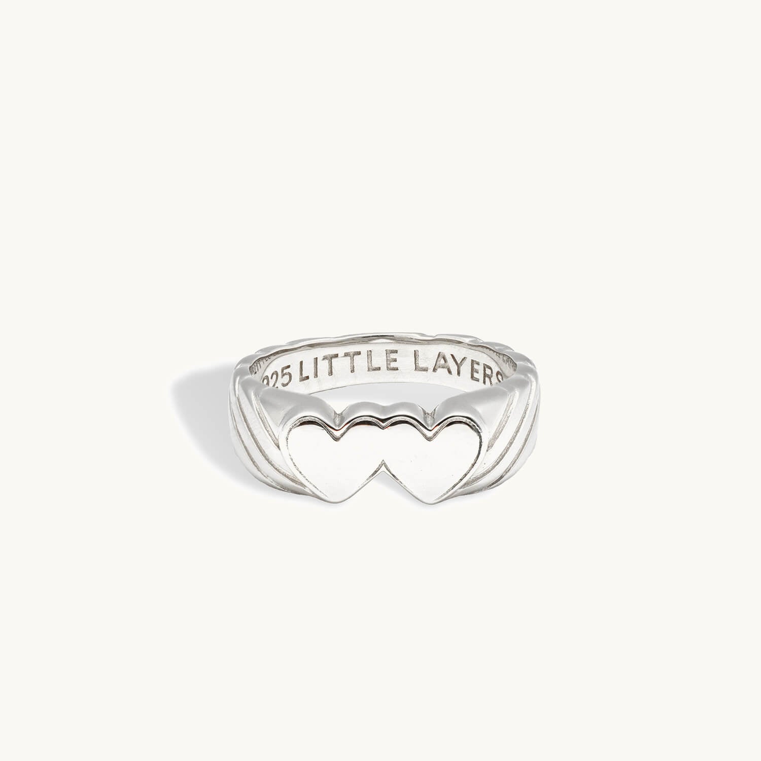 Double Heart Signet Ring (Silver)