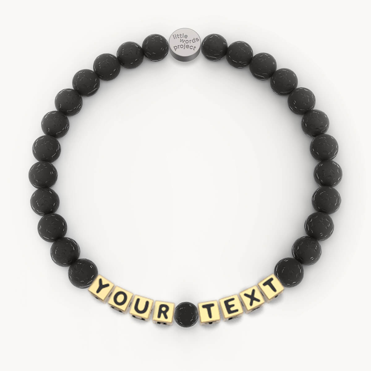 Custom Lava Stone Men's Bracelet in Gold Letters