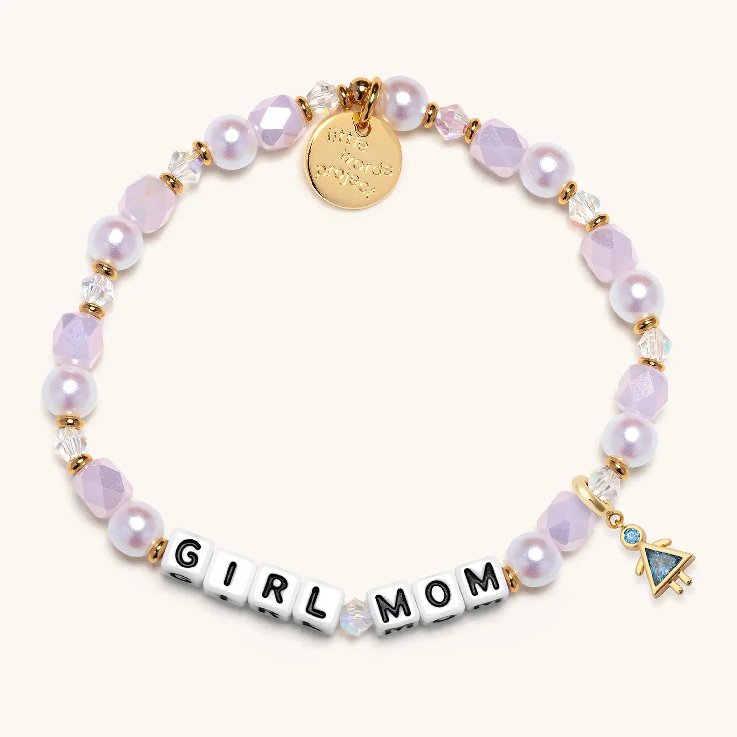 March Birthstone Charm on a Girl Mom Bracelet