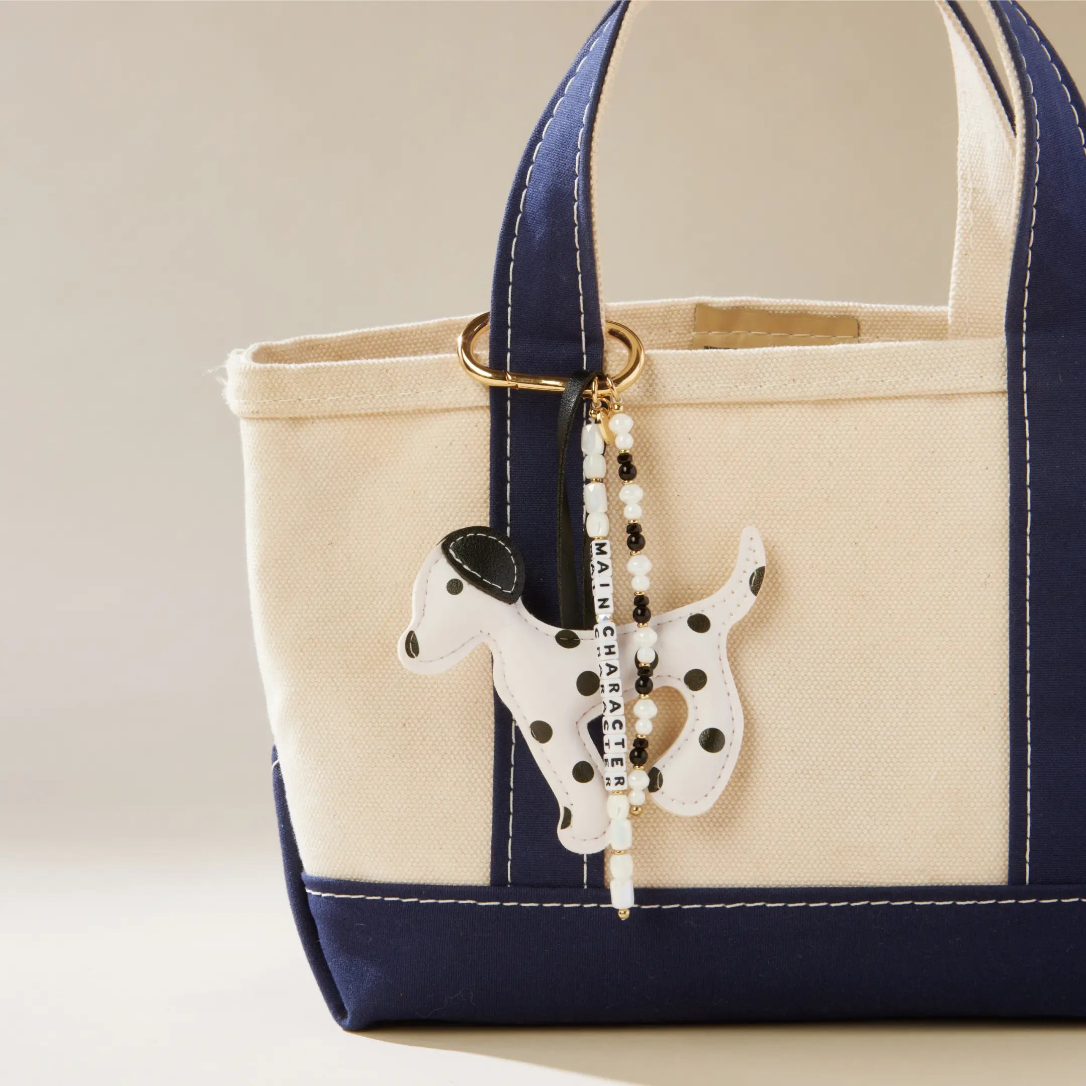 Main Character Dalmatian Bag Charm lifestyle flat lay