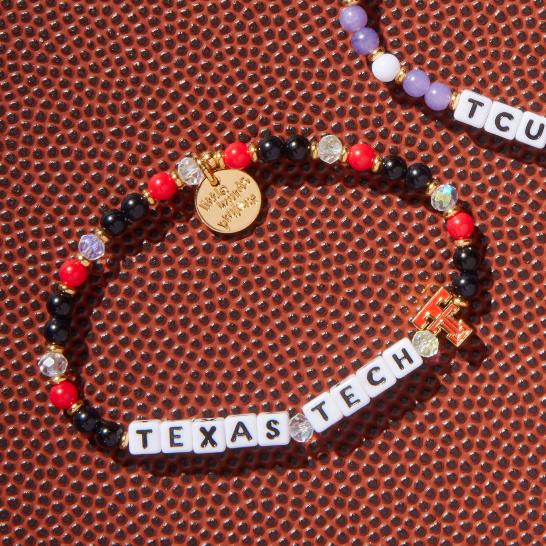Bracelet with 'Texas Tech' on a football background
