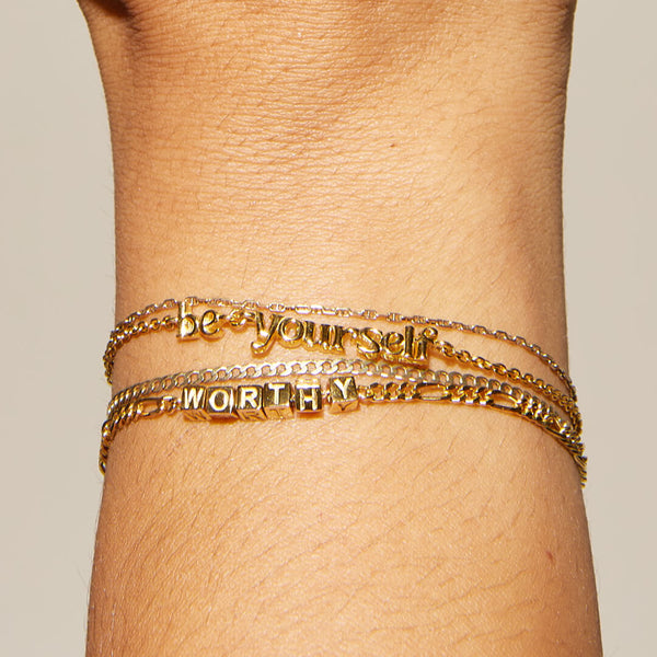 Custom Tiny Words Figaro Chain Bracelet | Little Luxuries Demi-Fine ...