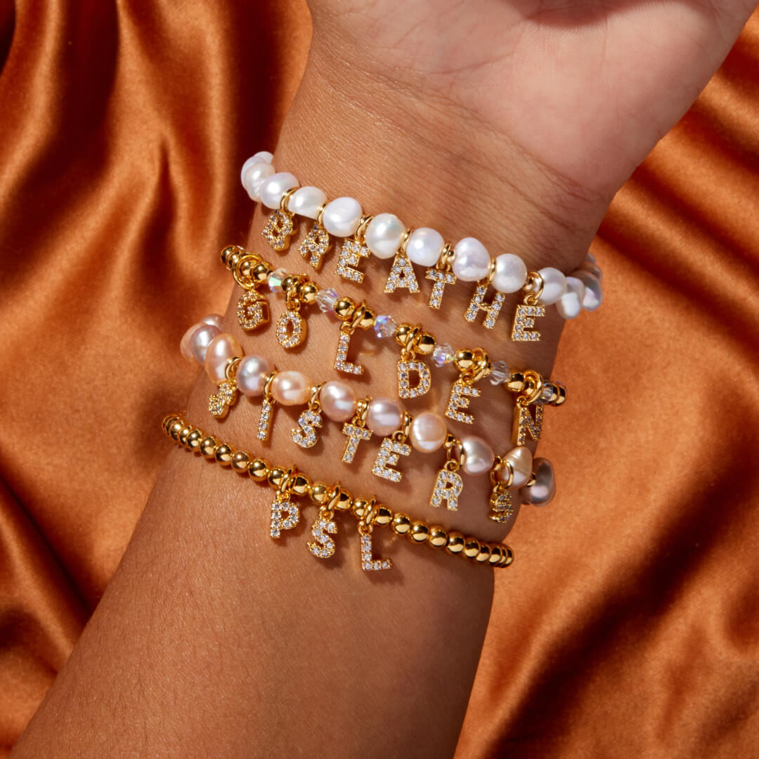 Dripping Words Pink Freshwater Pearl