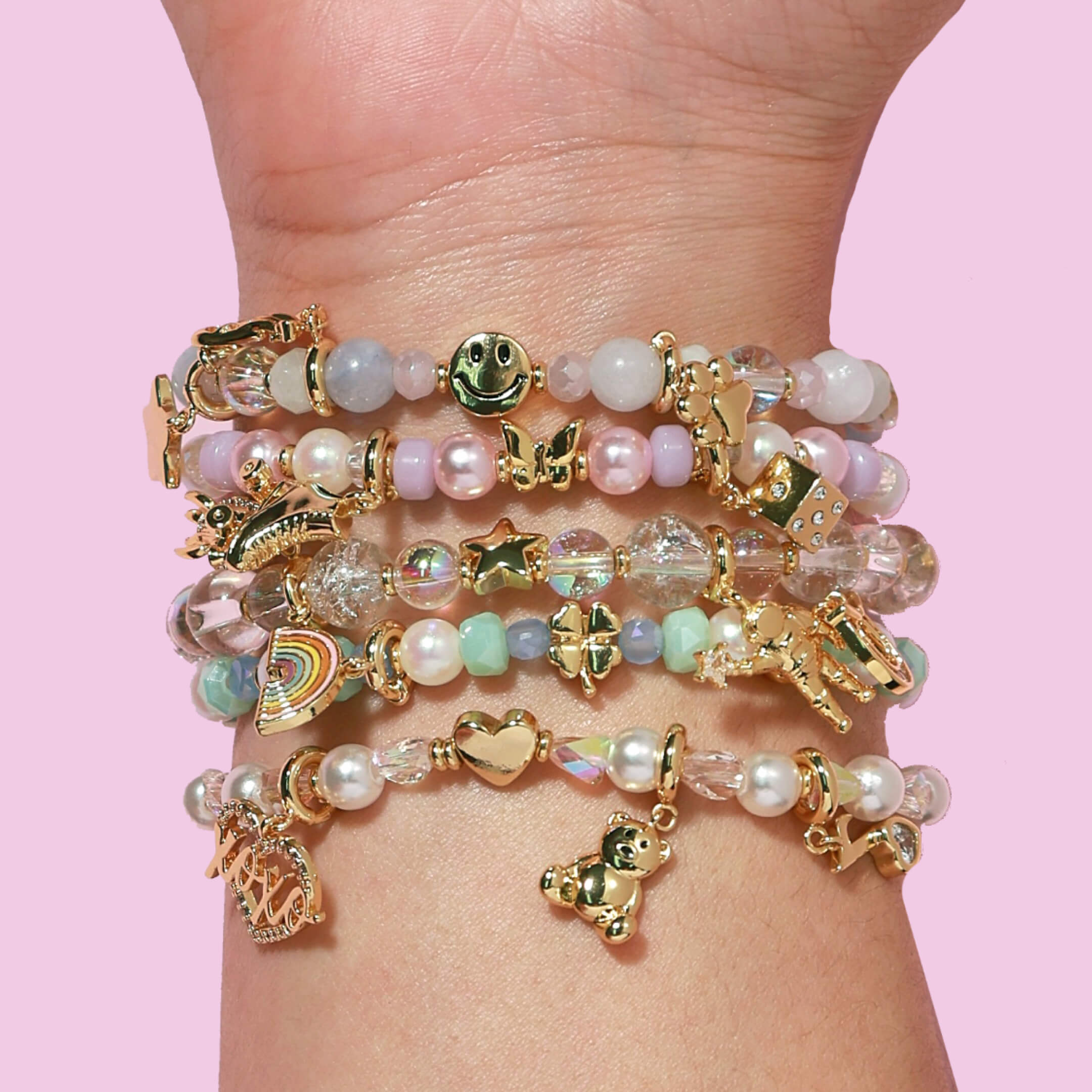 No Words Project Wrist Stack with Charms