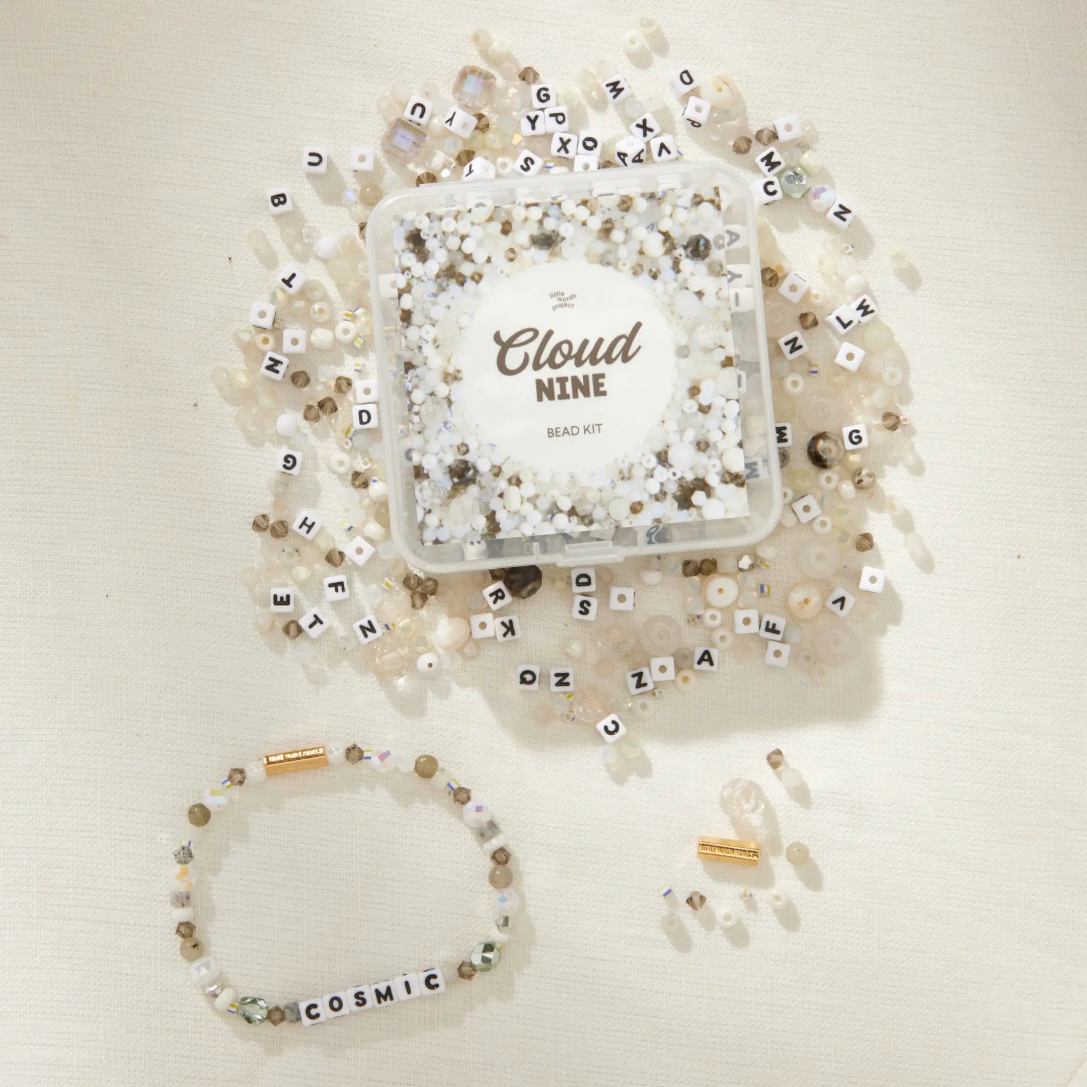 Cloud Nine Bead Kit — lifestyle detail of completed beaded bracelet on wrist