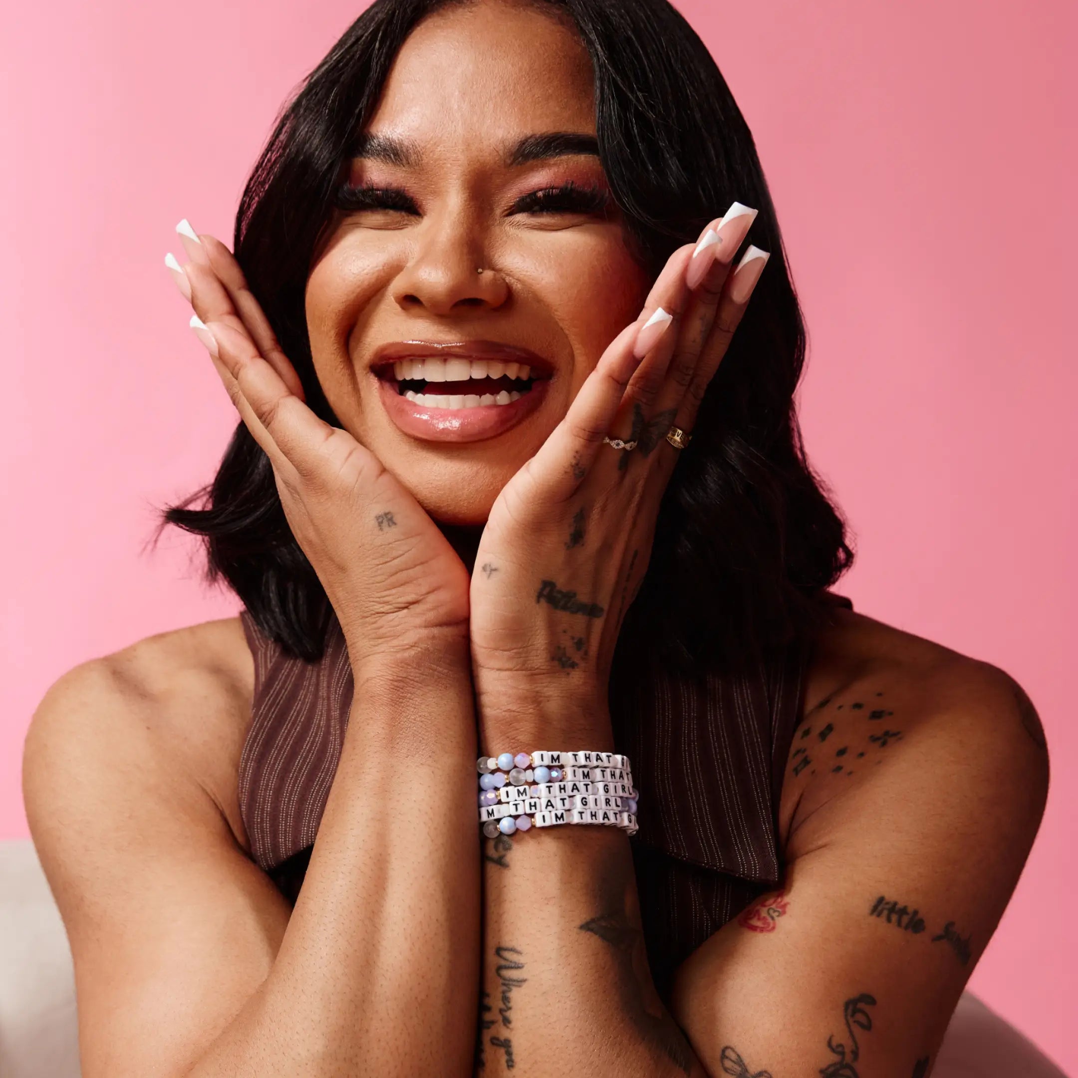 Jordan Chiles wearing her I'm That Girl bracelet