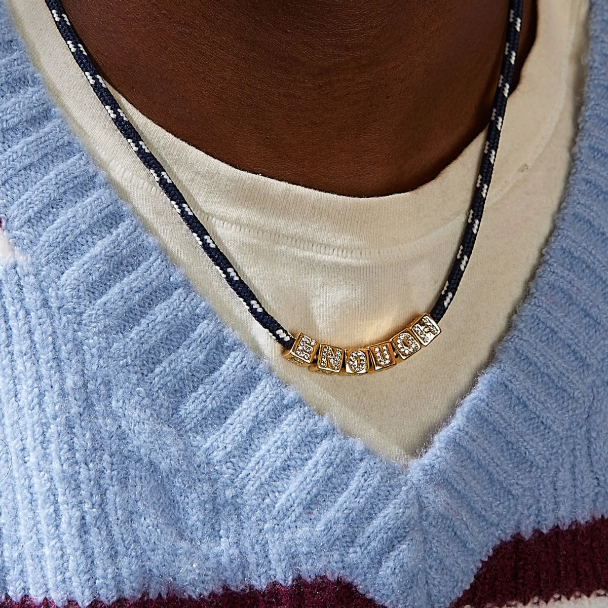 Enough Bolder necklace worn