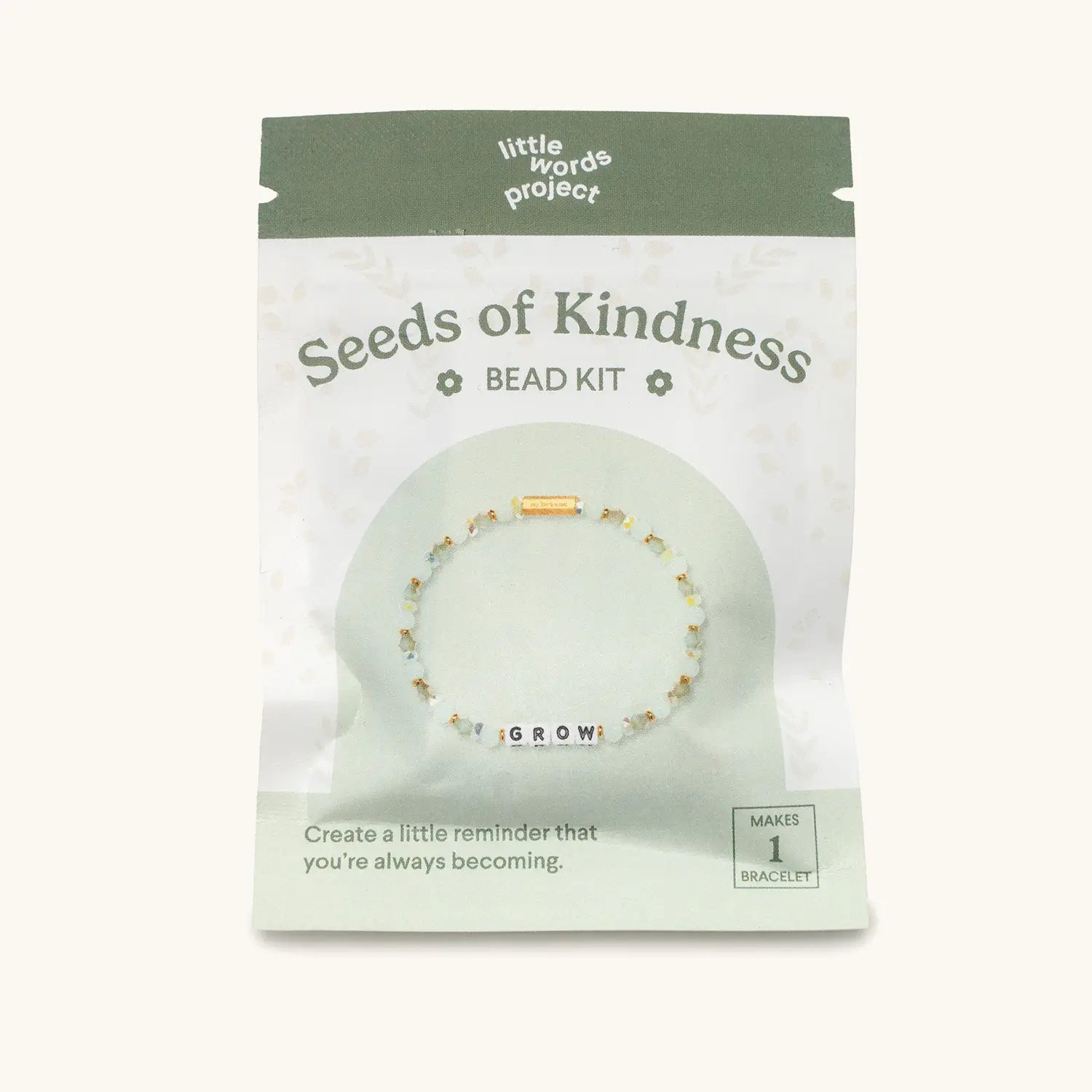 Grow Bead Kit — flat-lay of loose beads in earthy green and neutral tones
