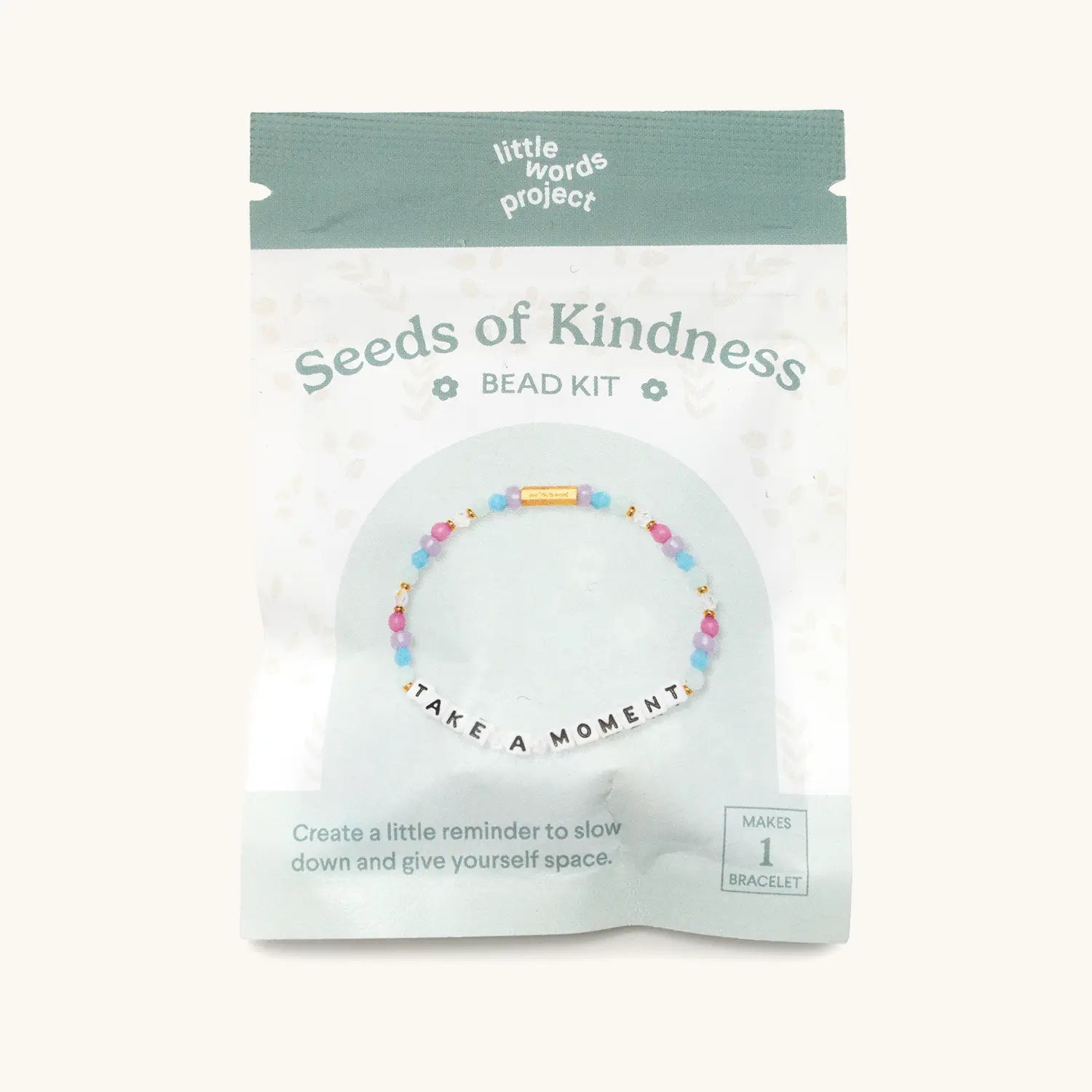 Take a Moment Bead Kit — flat-lay of loose beads in soft, neutral tones